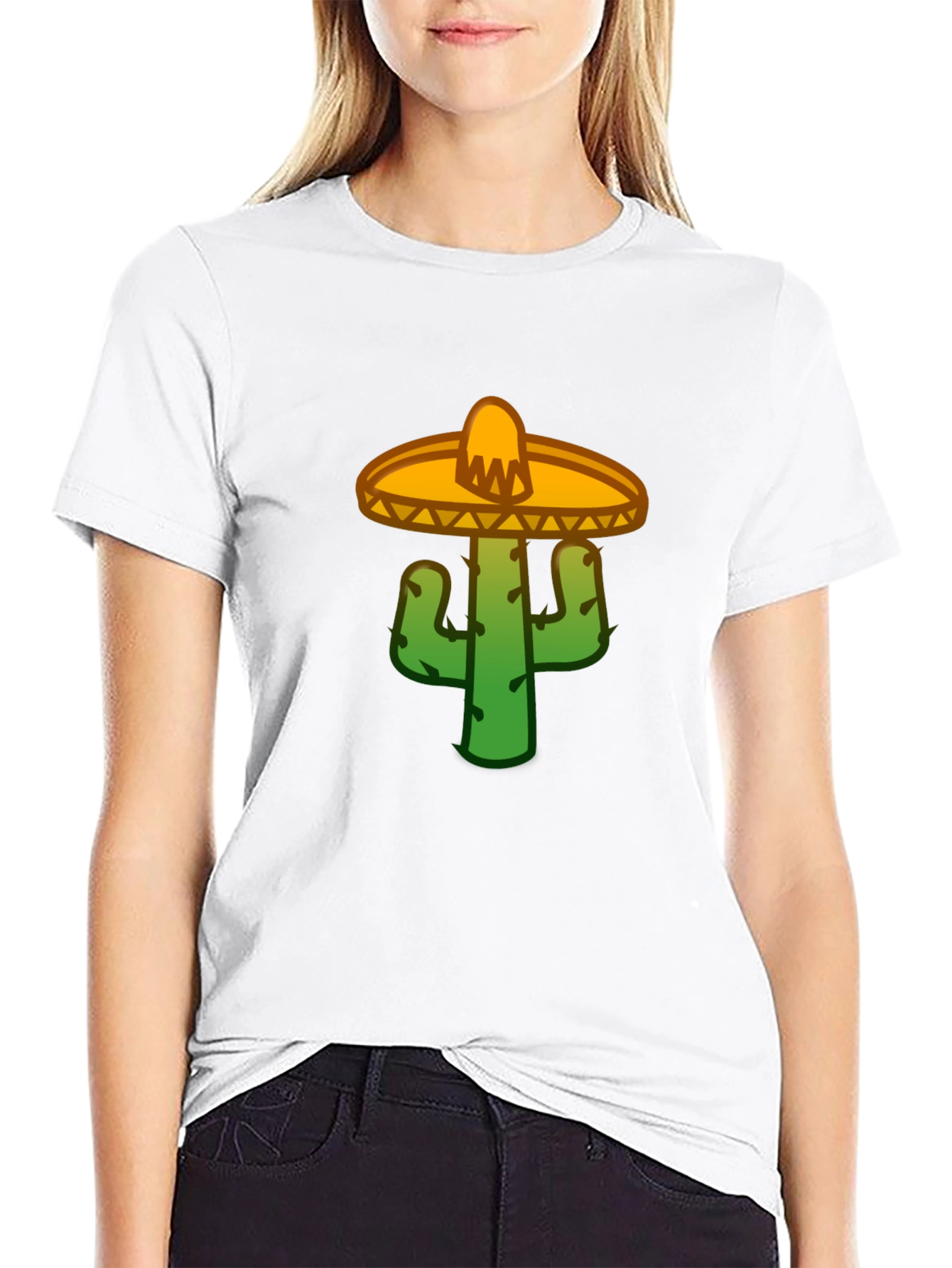 Cactus Sombrero Graphic Tee - Black Cotton T-Shirt