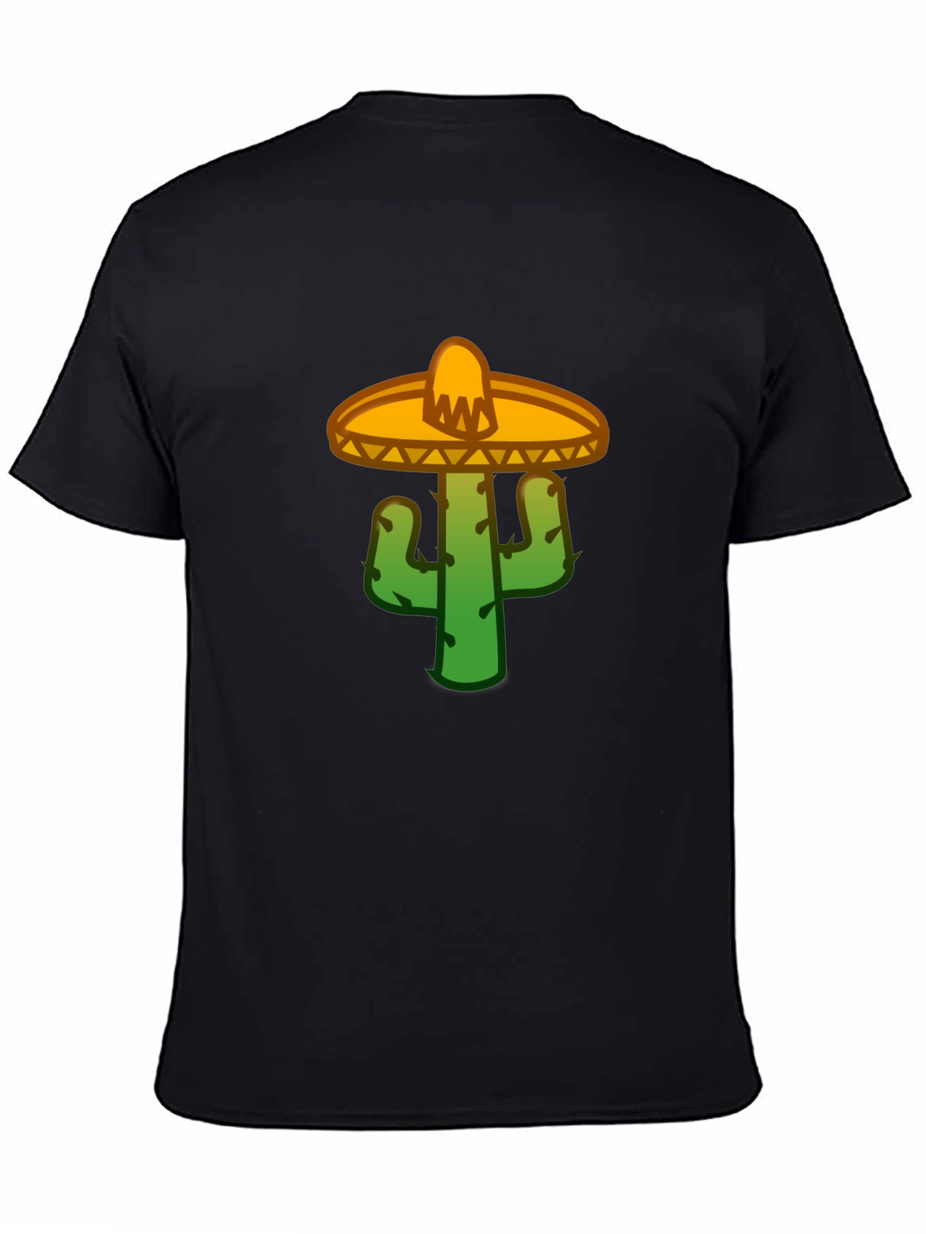 Cactus Sombrero Graphic Tee - Black Cotton T-Shirt