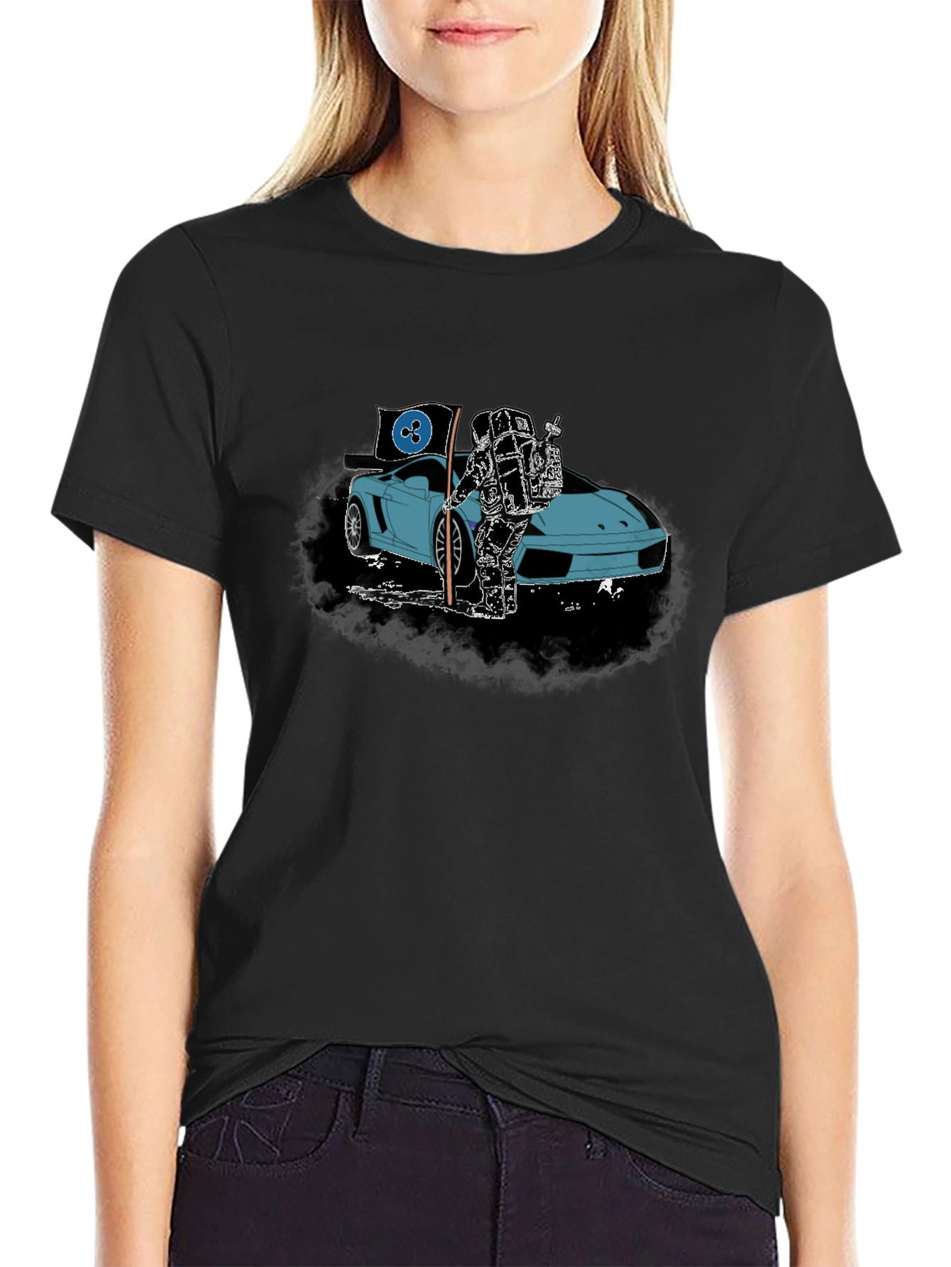 Astronaut & Sports Car Graphic T-Shirt