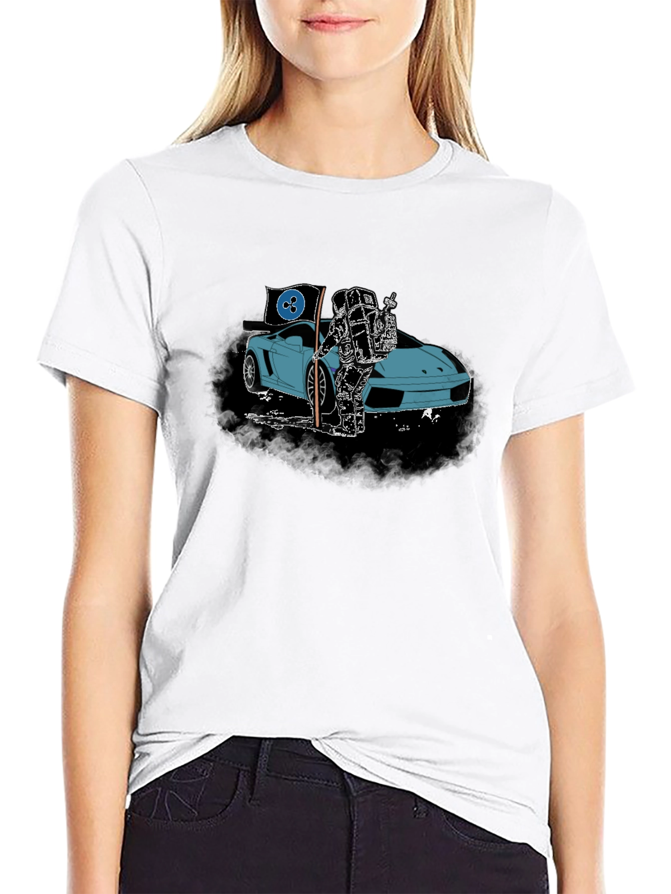 Astronaut & Sports Car Graphic T-Shirt
