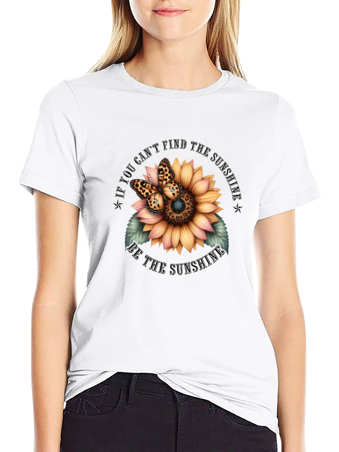 Sunflower Butterfly Graphic Tee - Be The Sunshine