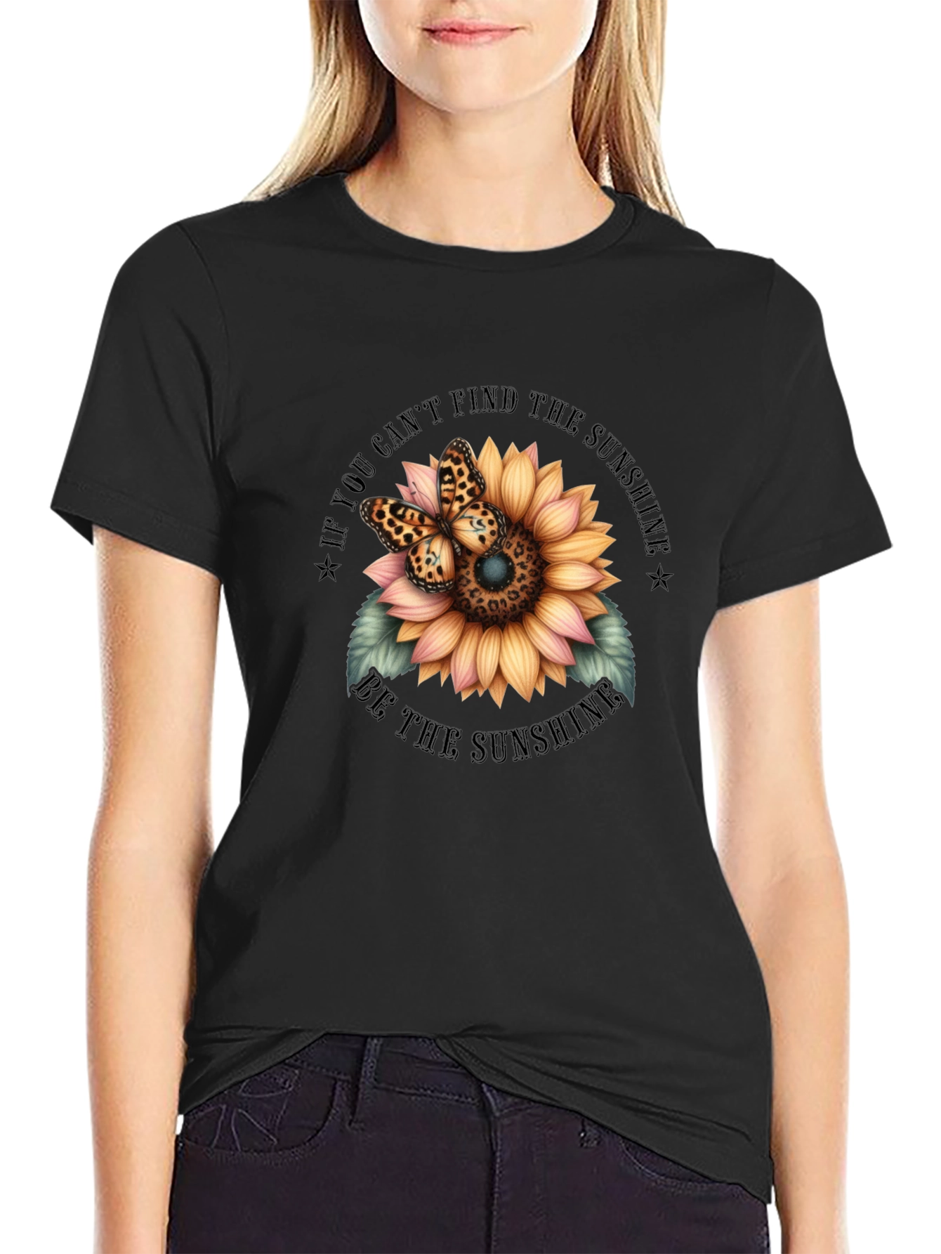 Sunflower Butterfly Graphic Tee - Be The Sunshine