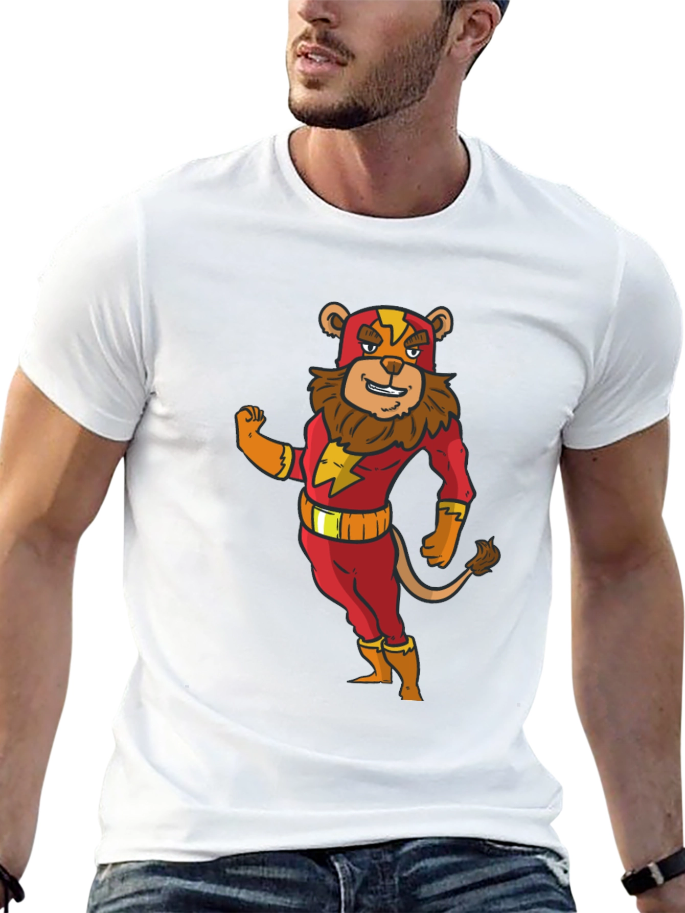 Lion Superhero Cartoon Graphic T-Shirt