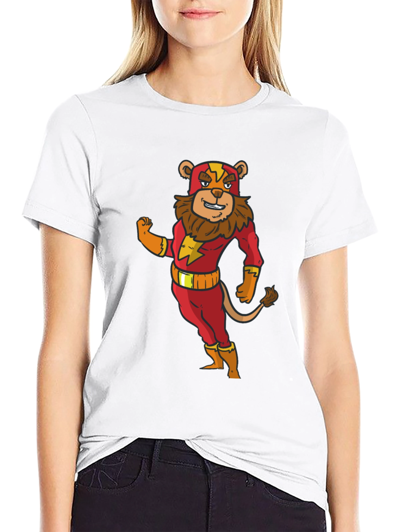 Lion Superhero Cartoon Graphic T-Shirt