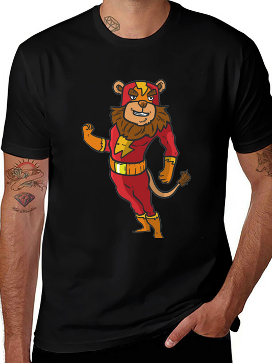 Lion Superhero Cartoon Graphic T-Shirt