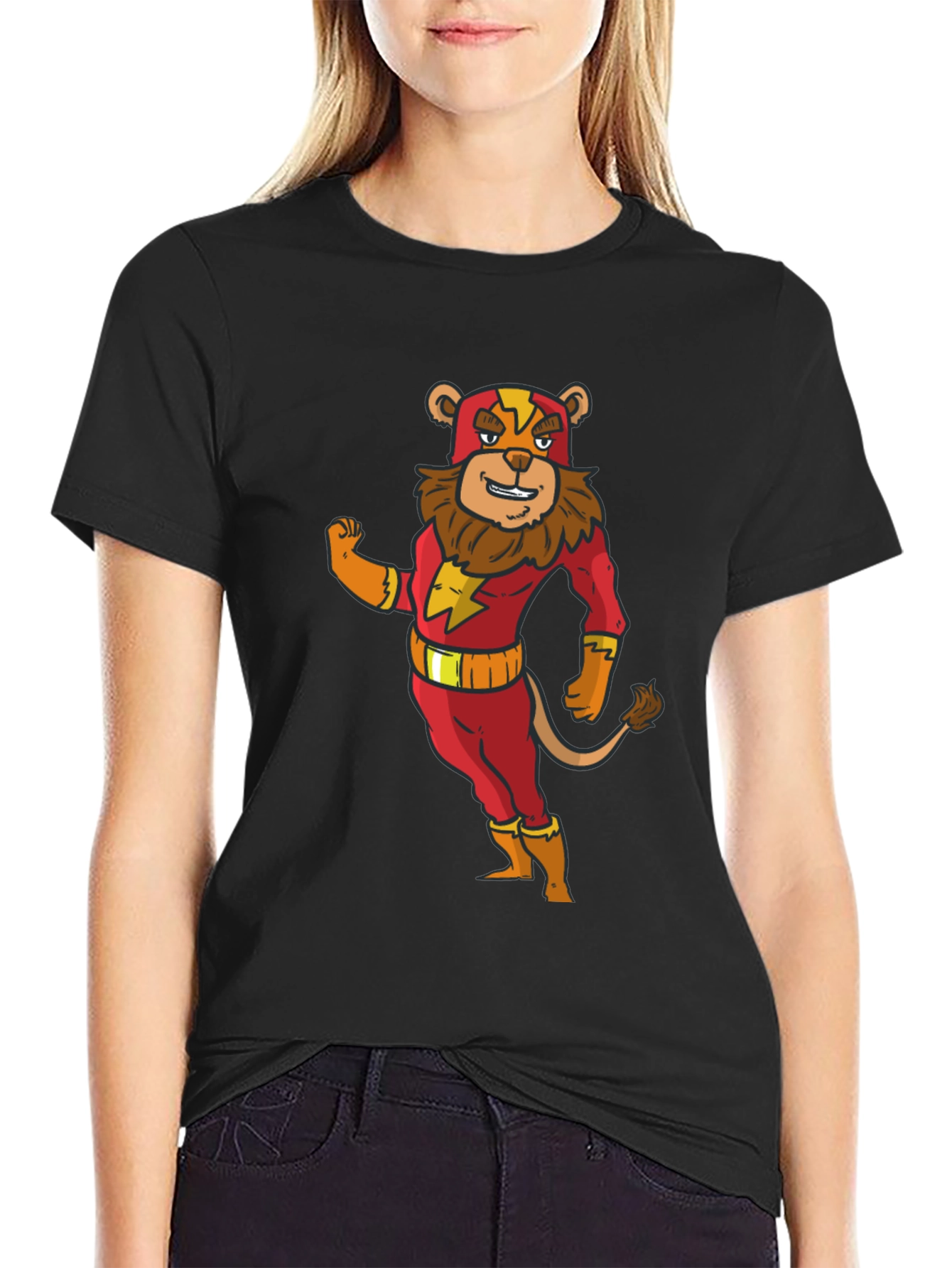 Lion Superhero Cartoon Graphic T-Shirt