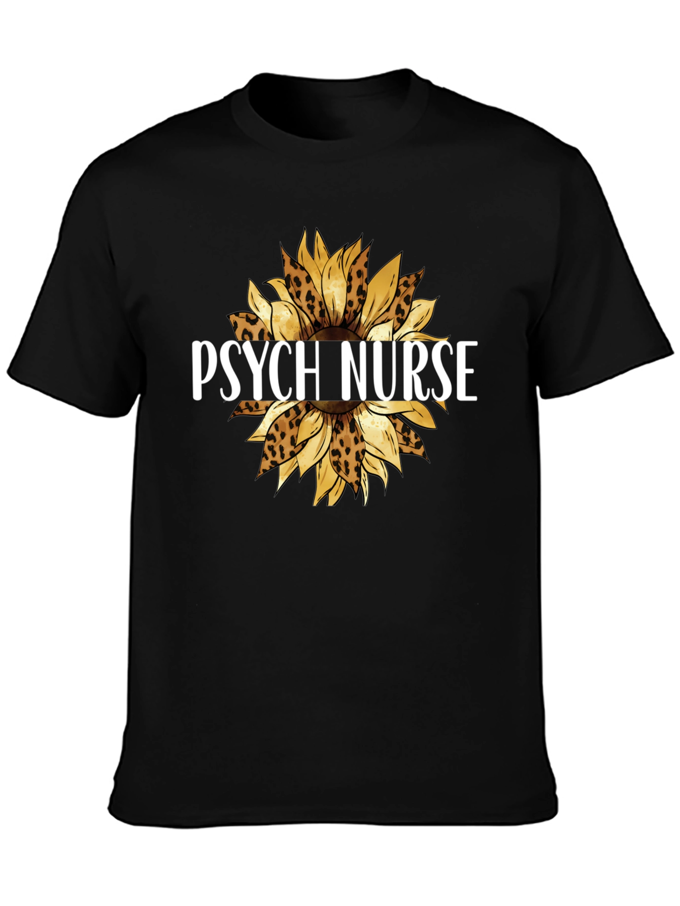 Psych Nurse Leopard Sunflower Graphic Tee