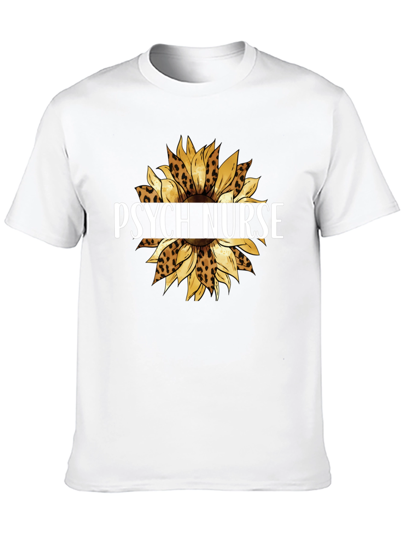 Psych Nurse Leopard Sunflower Graphic Tee