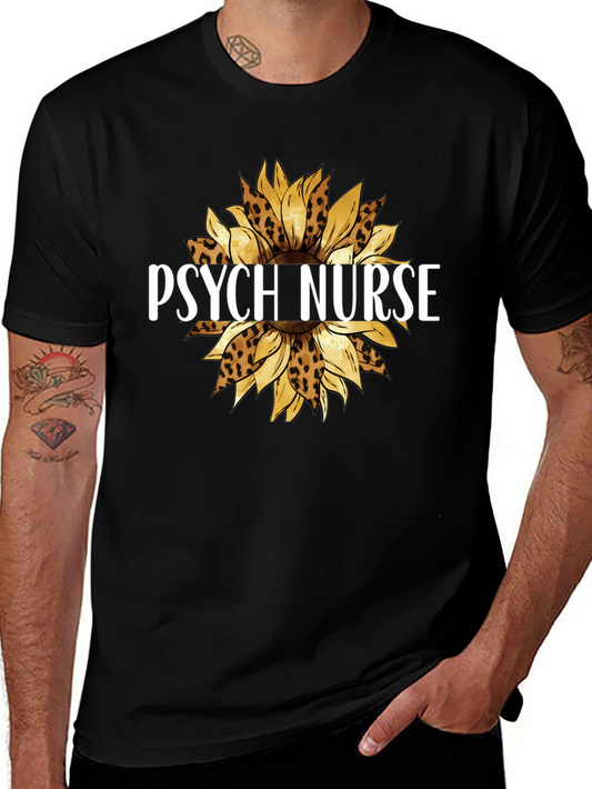 Psych Nurse Leopard Sunflower Graphic Tee