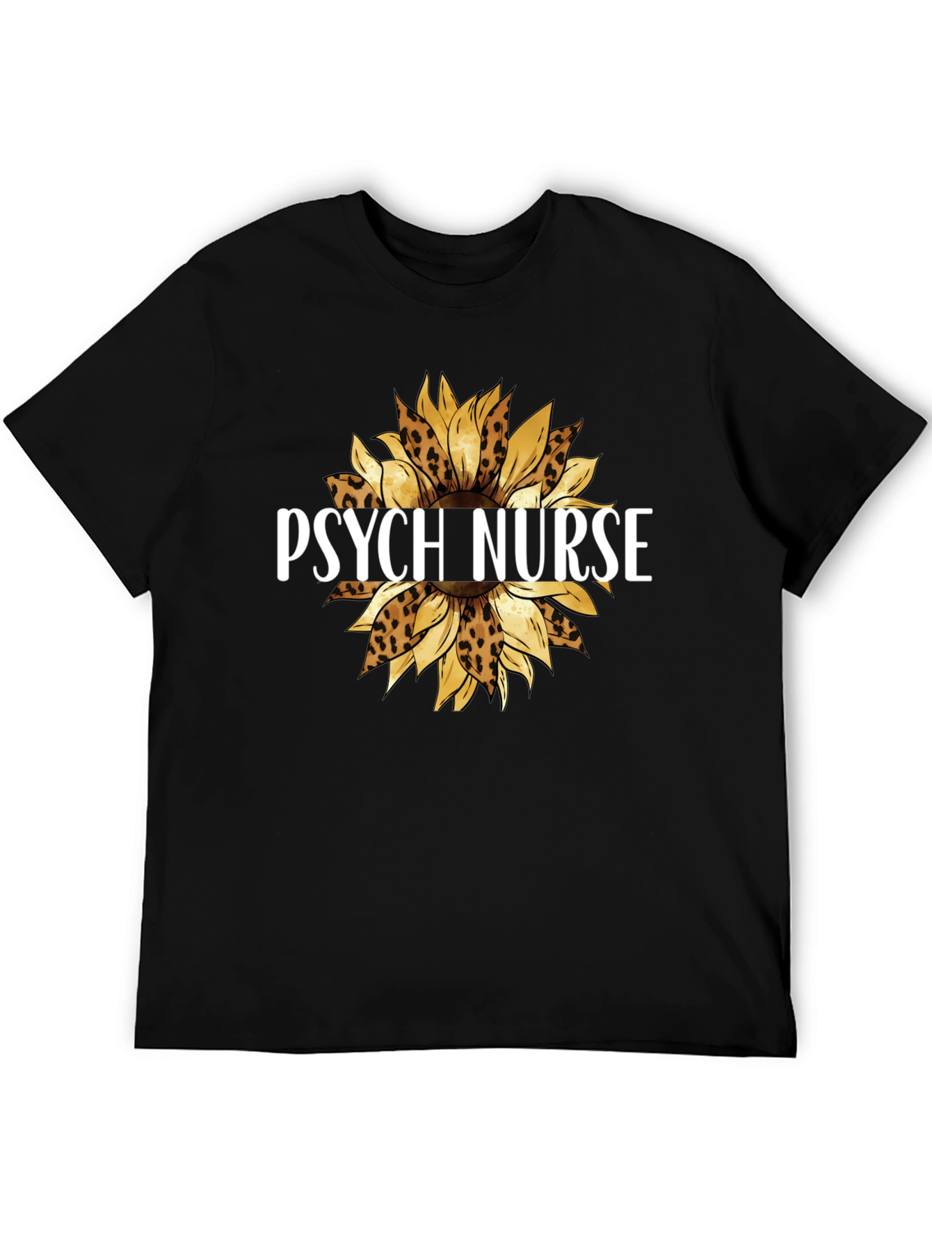 Psych Nurse Leopard Sunflower Graphic Tee