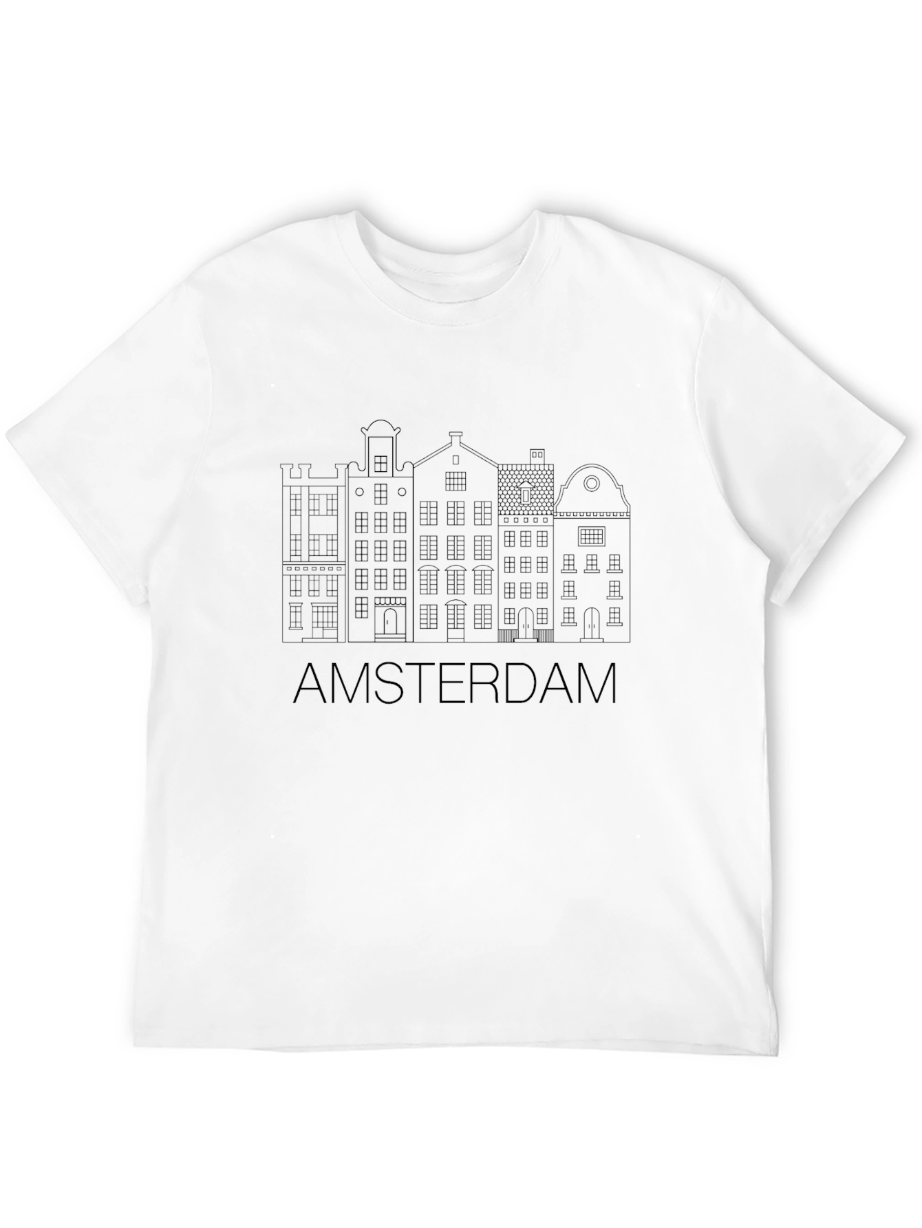 Amsterdam Cityscape Mens Black T-Shirt