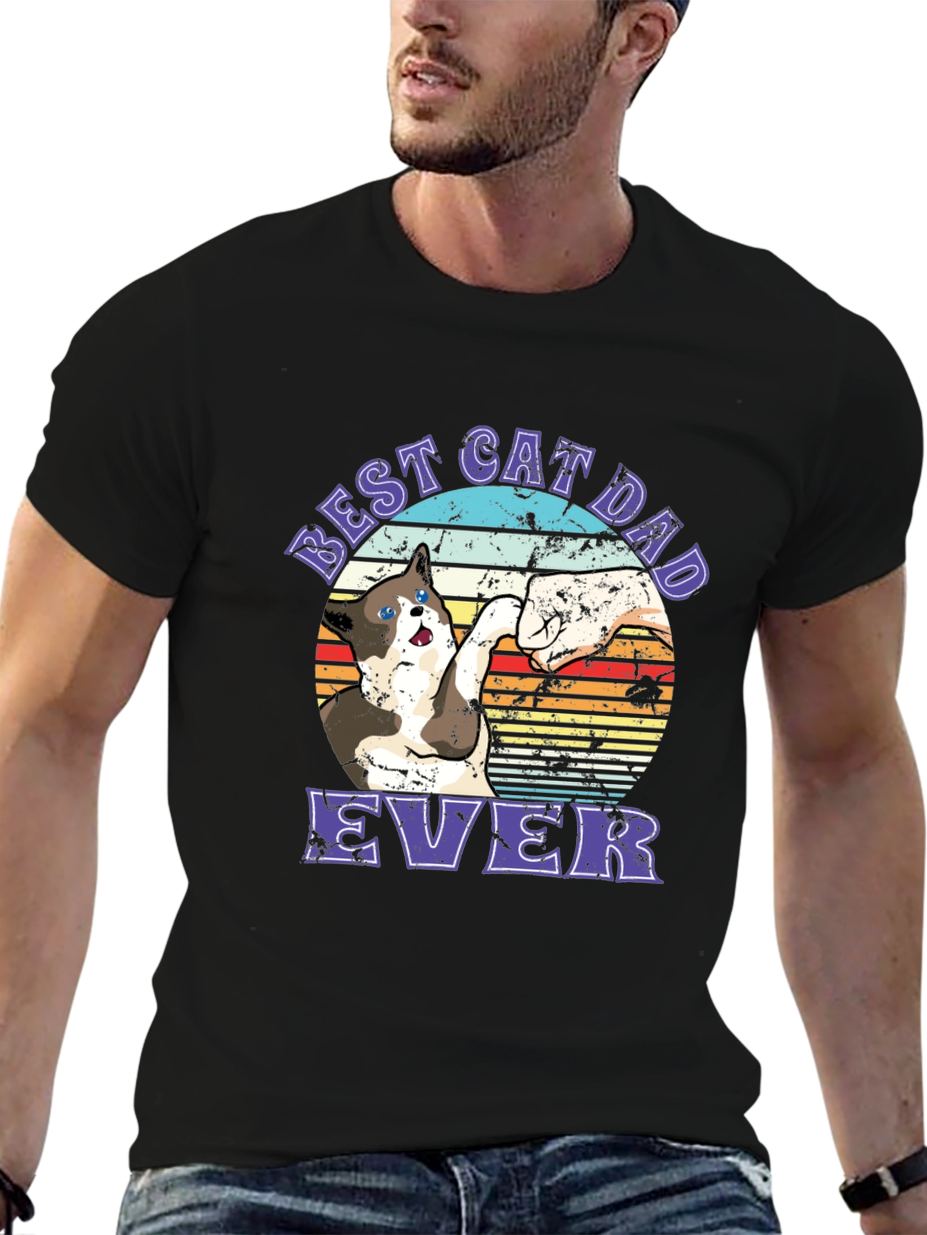 Best Cat Dad Ever Graphic T-Shirt