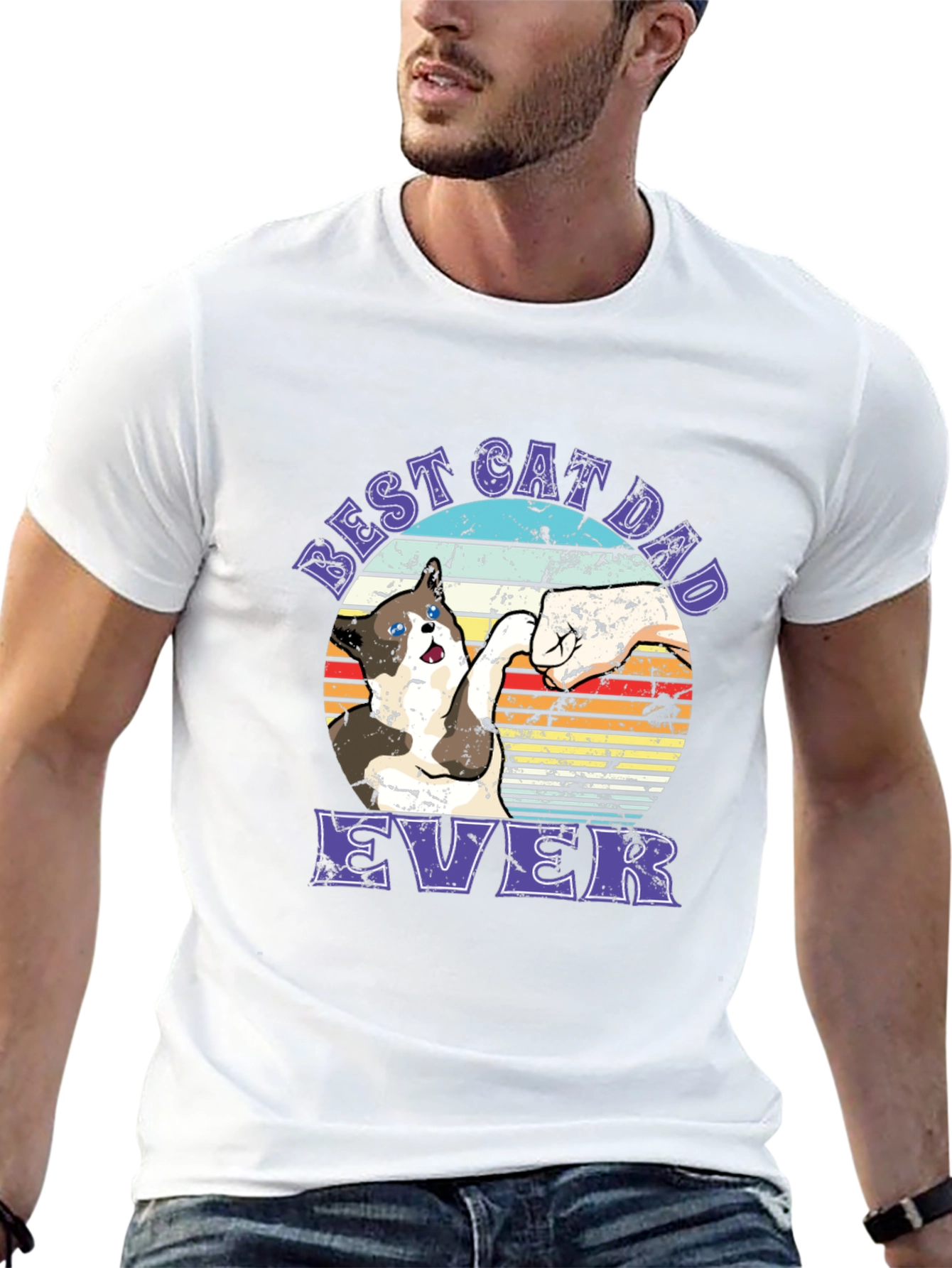 Best Cat Dad Ever Graphic T-Shirt