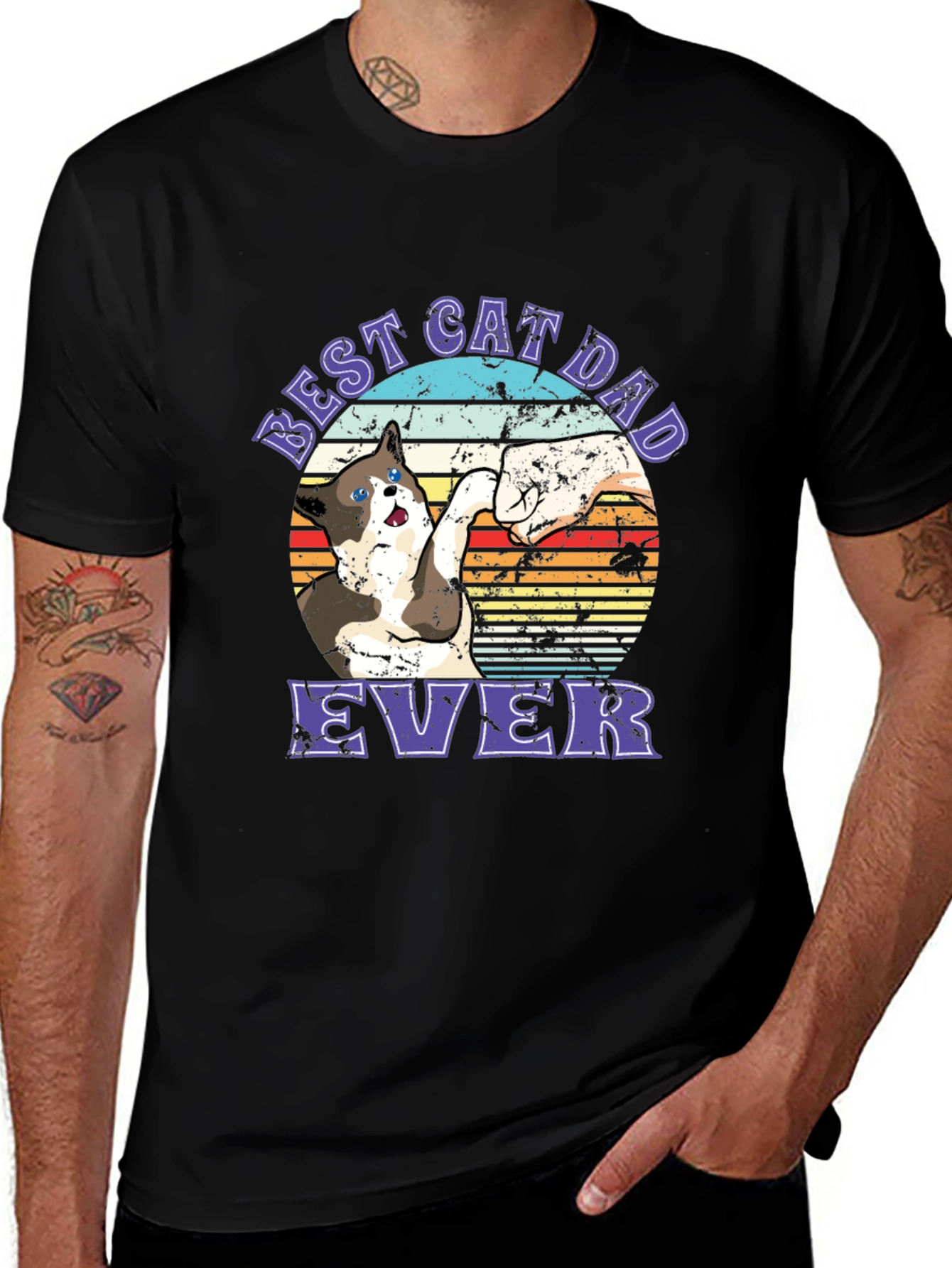 Best Cat Dad Ever Graphic T-Shirt