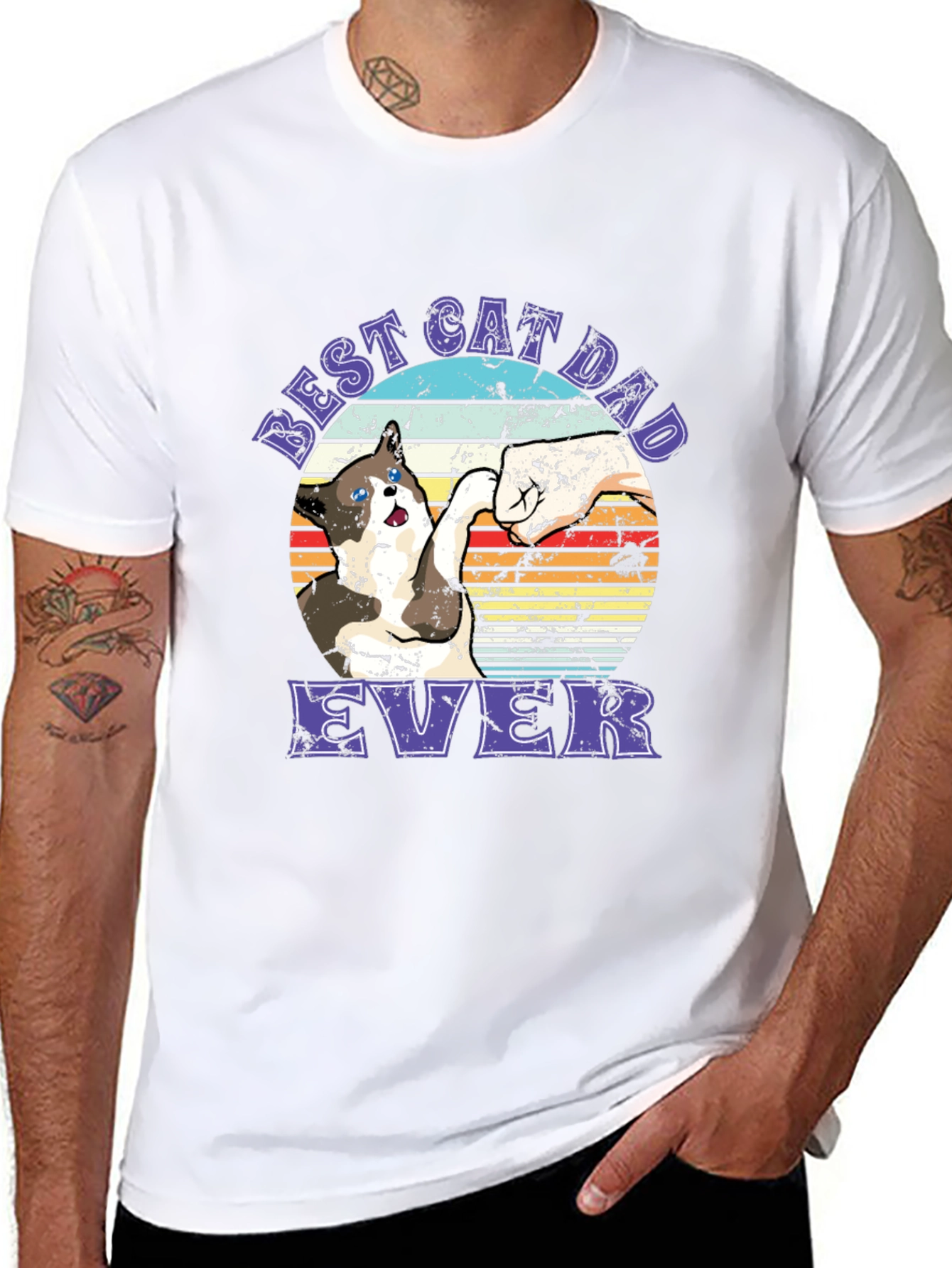 Best Cat Dad Ever Graphic T-Shirt