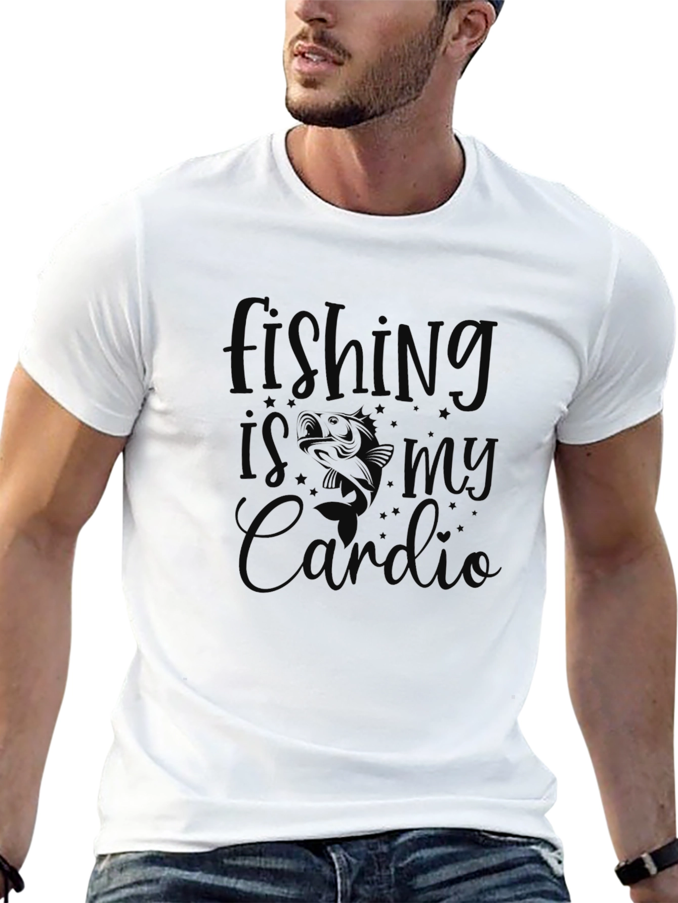 Mens Black Fishing is my Cardio Graphic T-Shirt