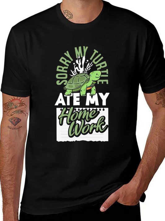 Sorry My Turtle Ate My Homework Black T-shirt