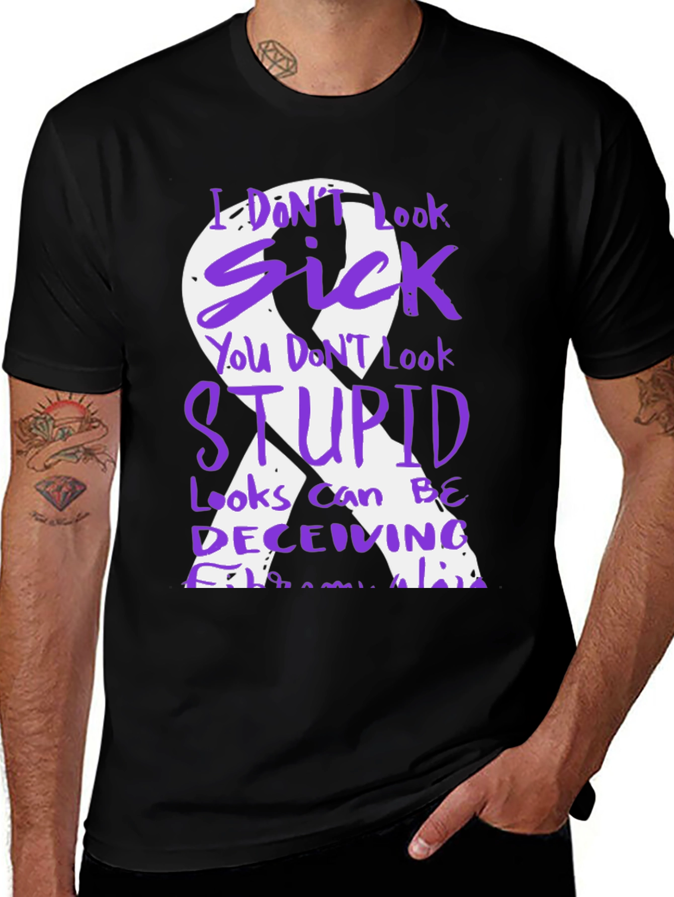 Fibromyalgia Awareness T-Shirt Purple Ribbon Design