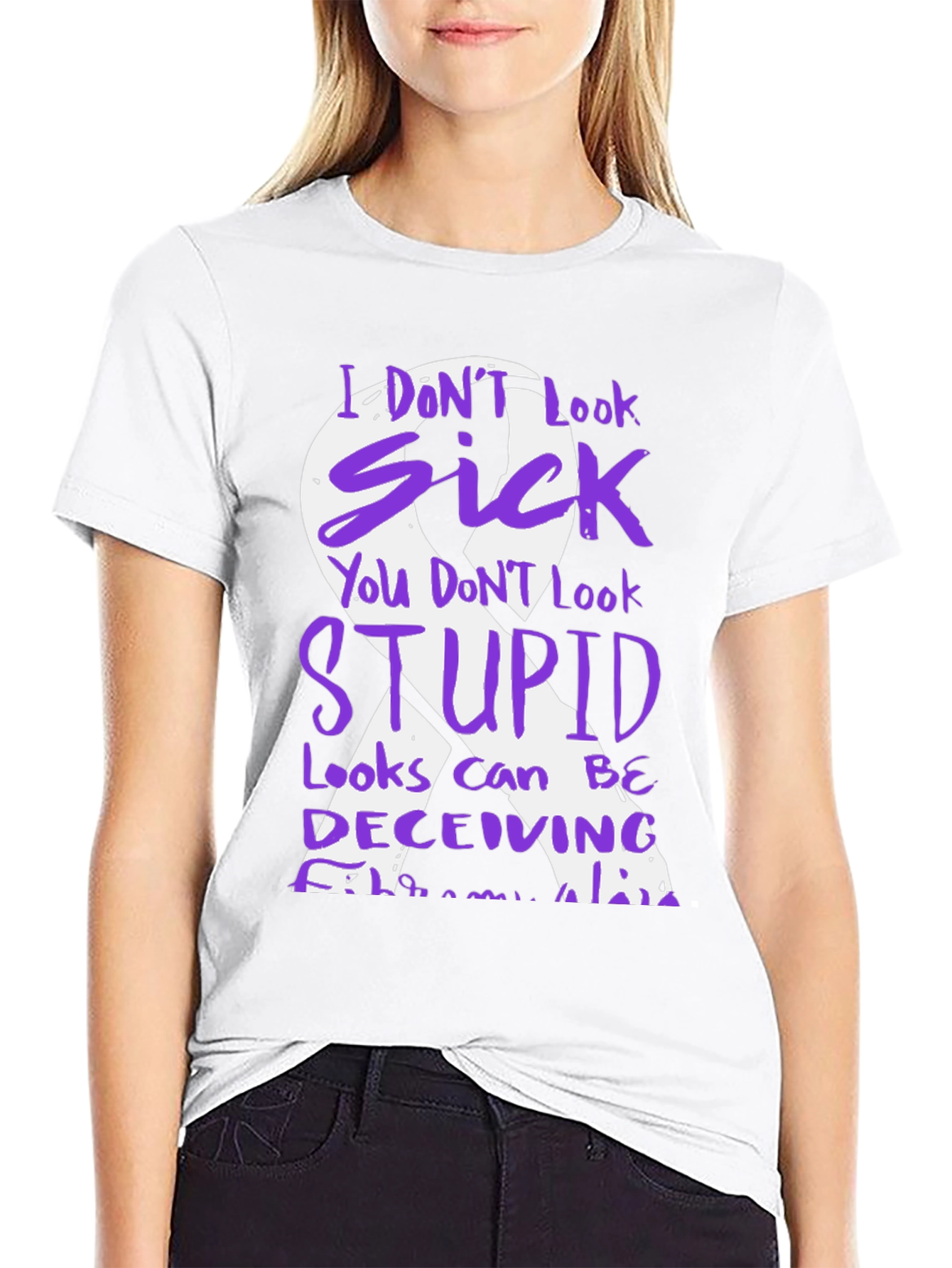Fibromyalgia Awareness T-Shirt Purple Ribbon Design