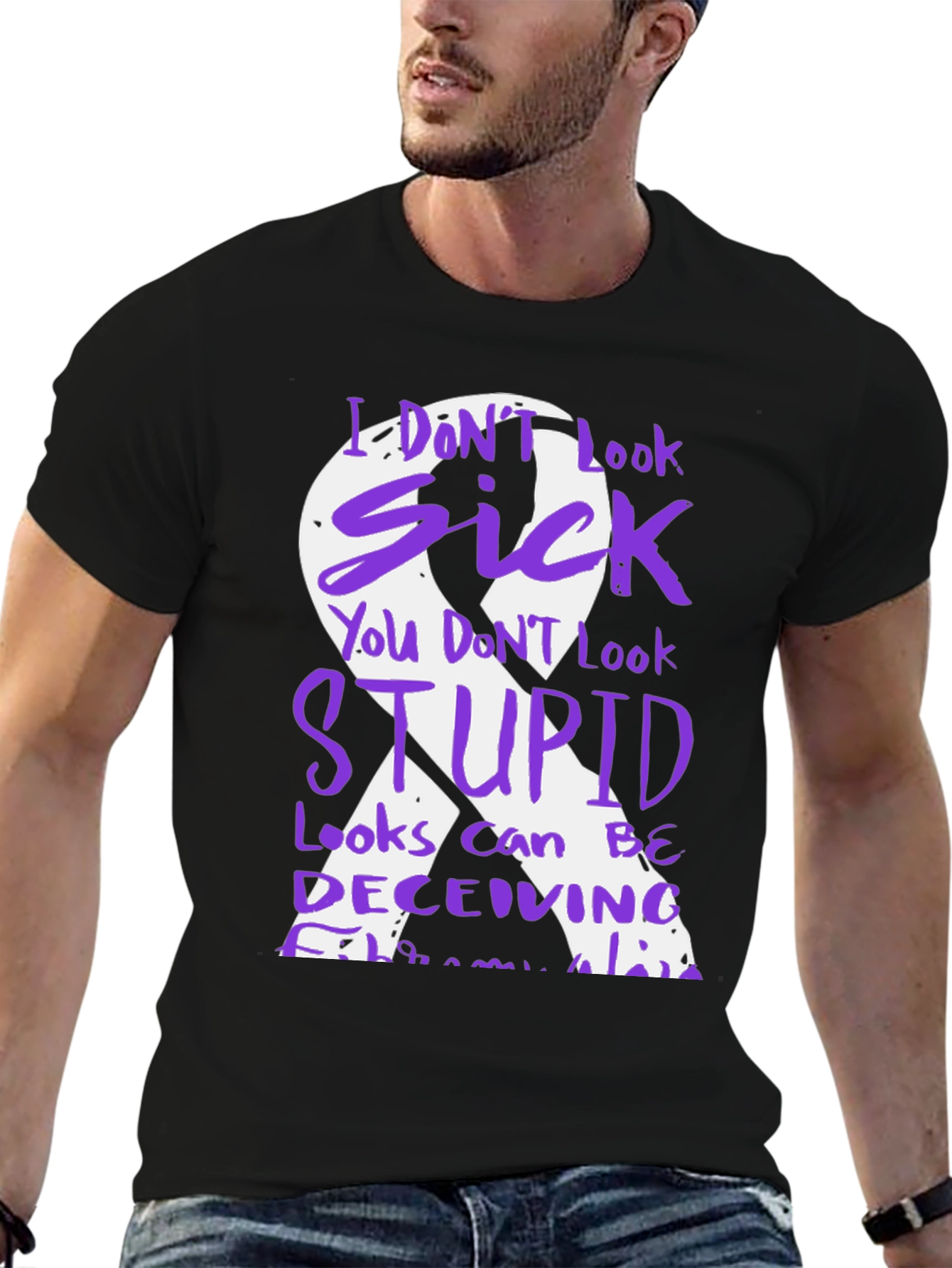 Fibromyalgia Awareness T-Shirt Purple Ribbon Design
