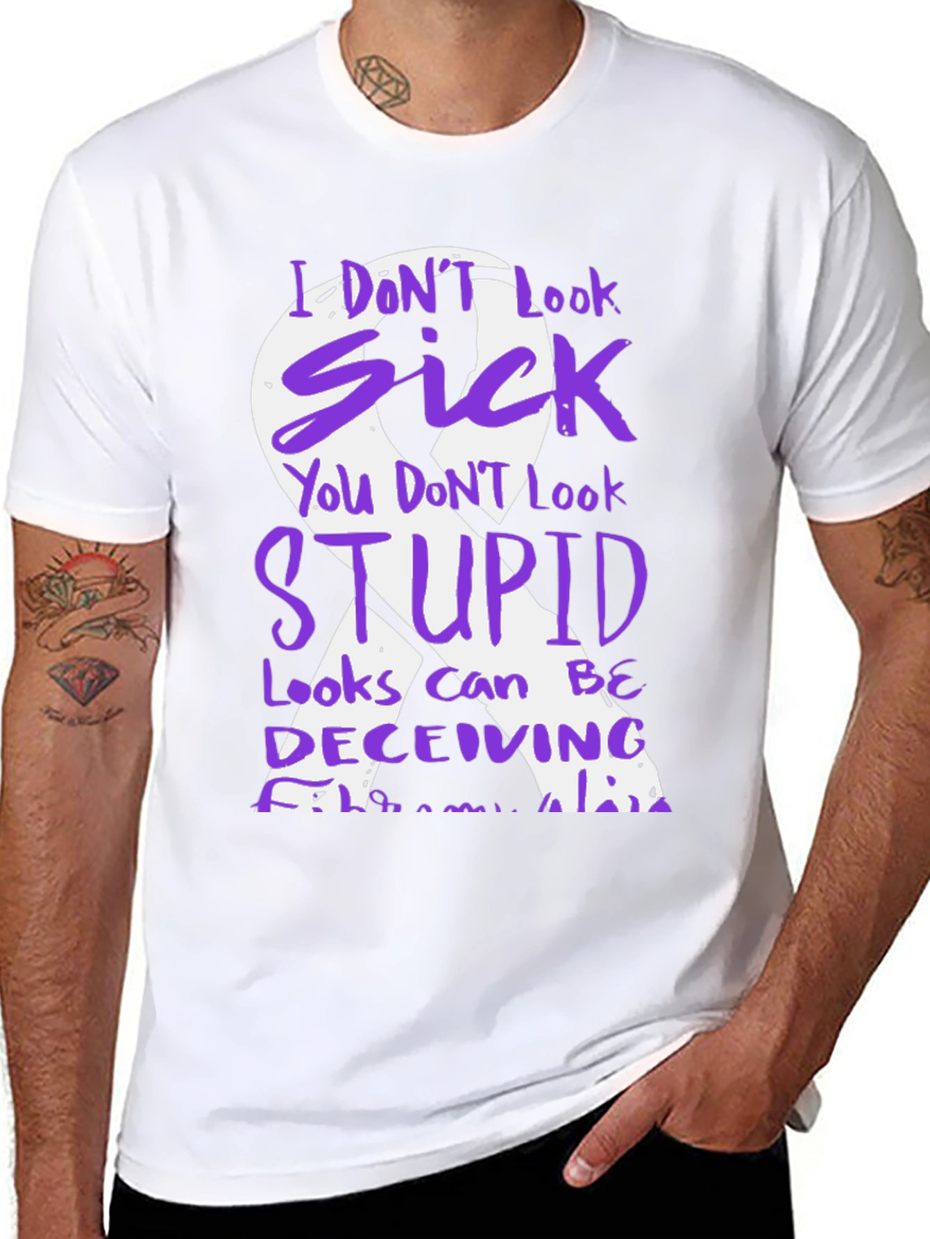 Fibromyalgia Awareness T-Shirt Purple Ribbon Design