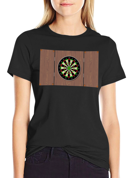 Darts Board Graphic Tee - Black Cotton Casual Wear