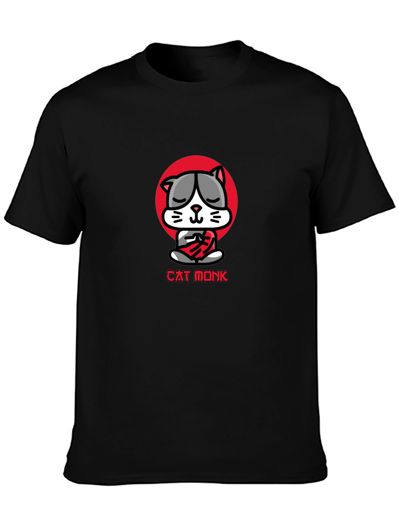 Cat Monk Graphic Tee - Meditating Cat T-Shirt