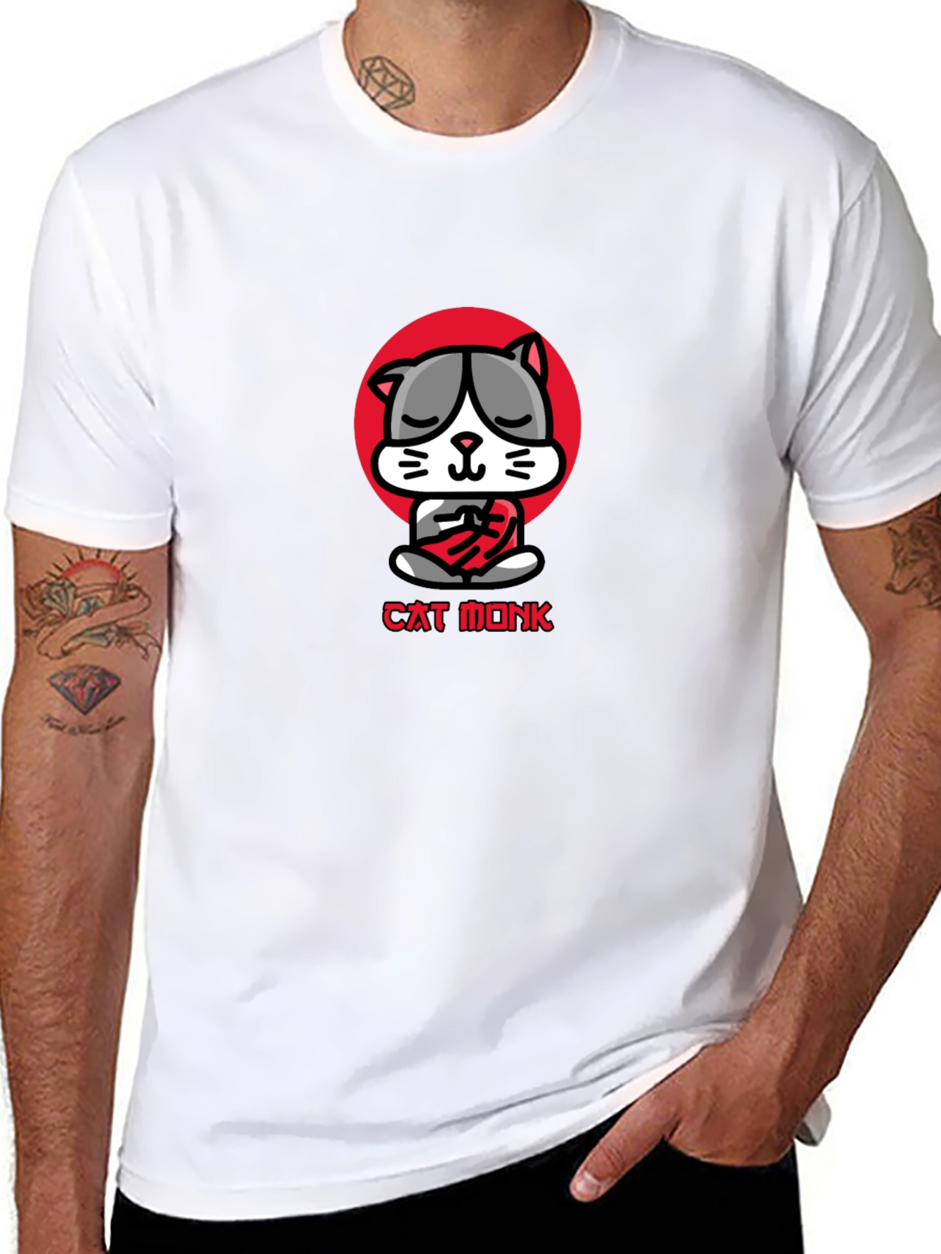Cat Monk Graphic Tee - Meditating Cat T-Shirt
