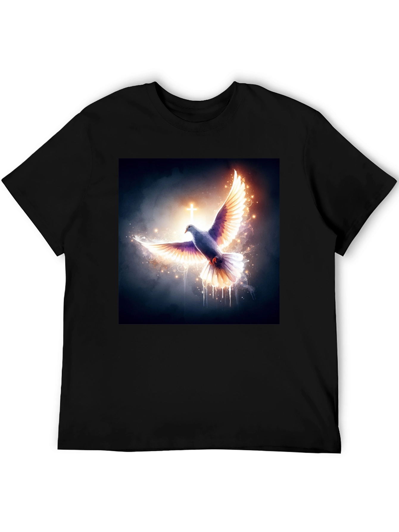 Dove & Cross Graphic Black T-Shirt