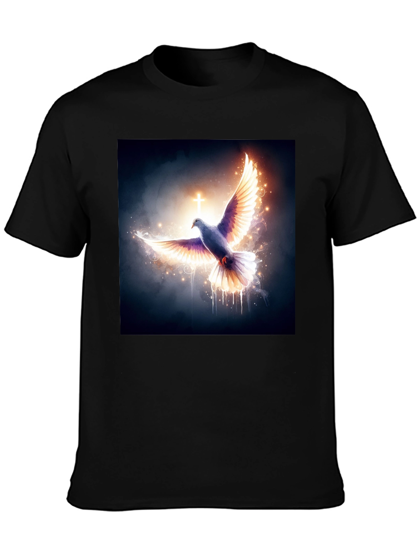 Dove & Cross Graphic Black T-Shirt
