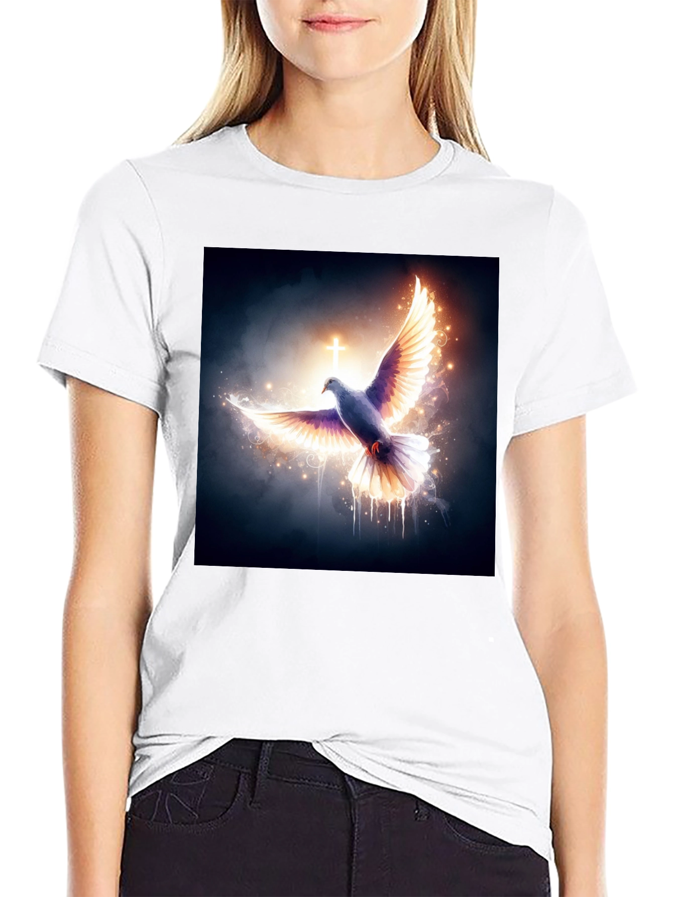 Dove & Cross Graphic Black T-Shirt