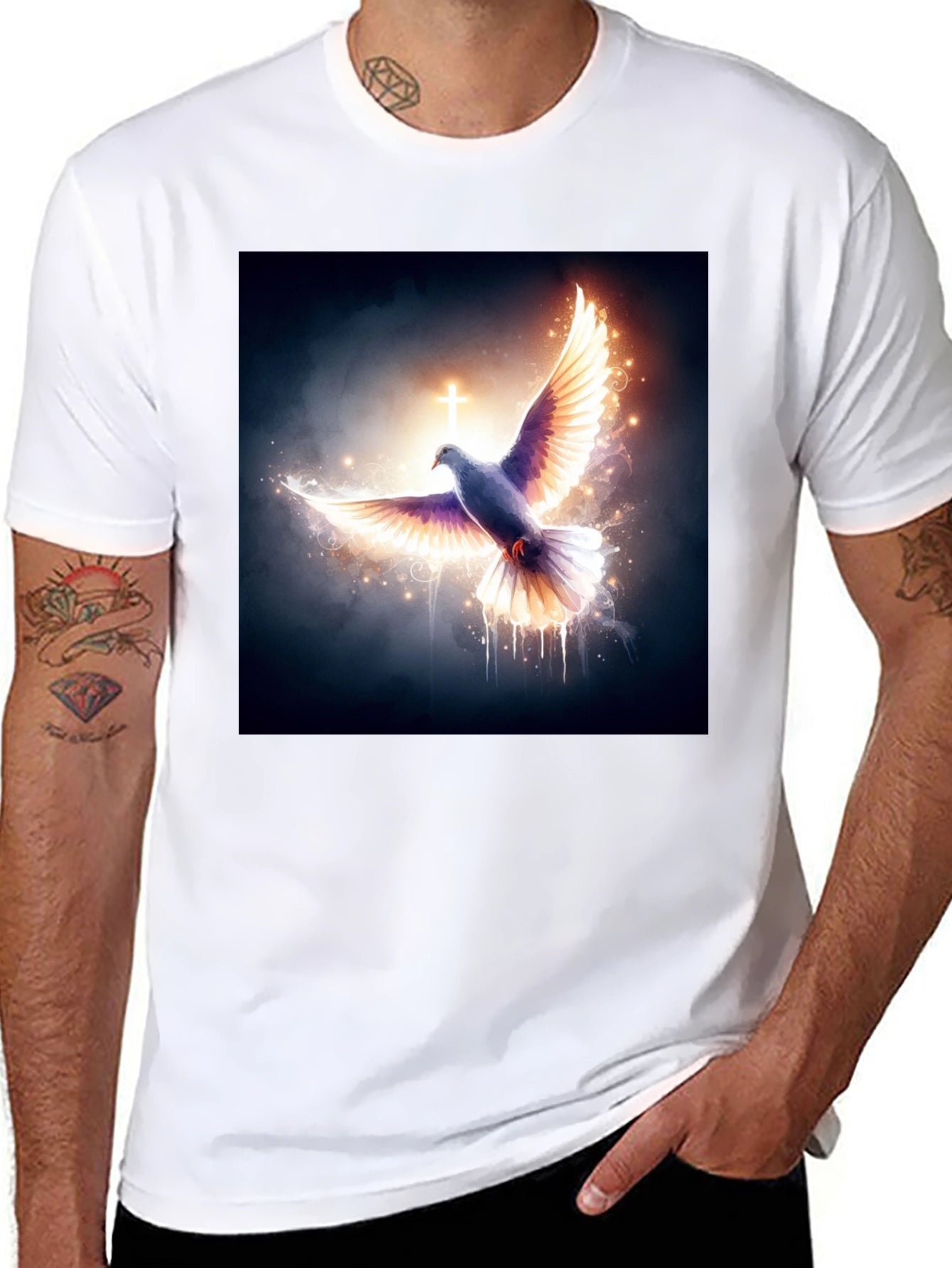 Dove & Cross Graphic Black T-Shirt