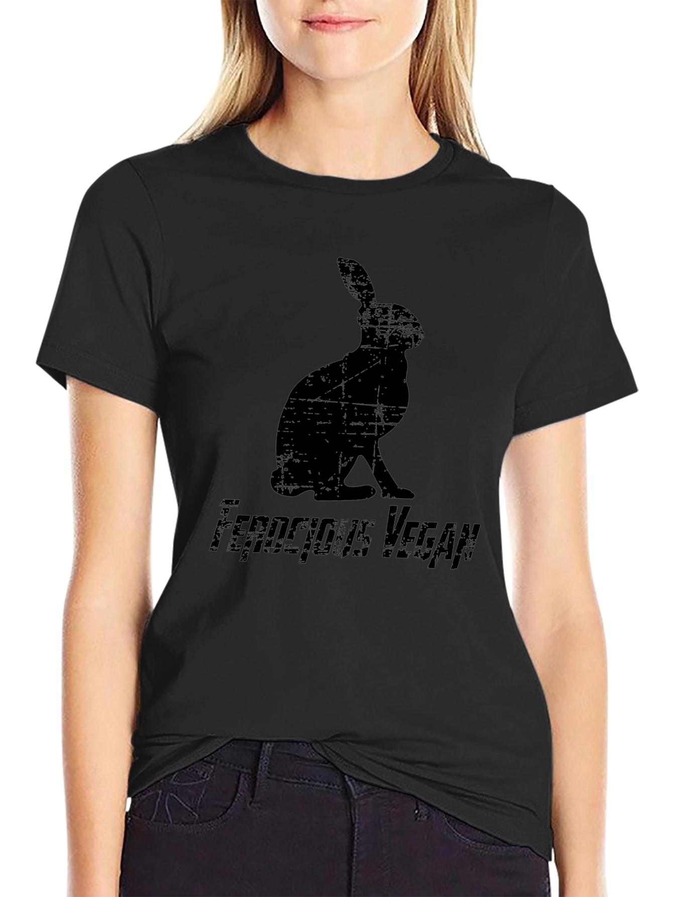 Ferocious Vegan Rabbit T-Shirt - Black