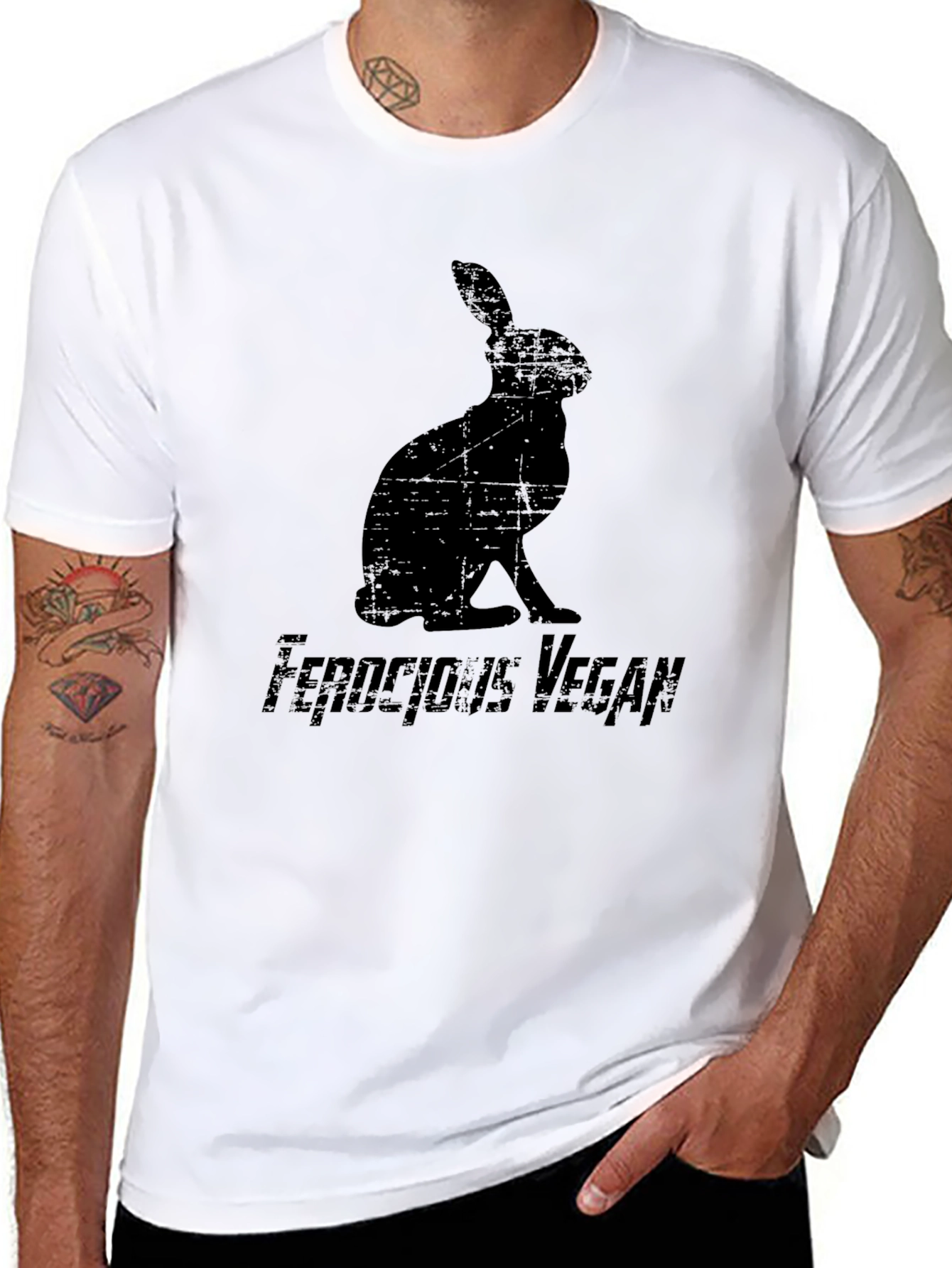 Ferocious Vegan Rabbit T-Shirt - Black