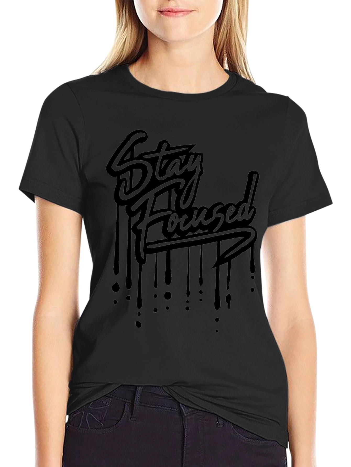 Stay Focused Black Graphic Tee