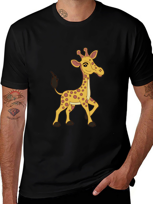 Cartoon Giraffe Graphic Tee - Fun Novelty Shirt