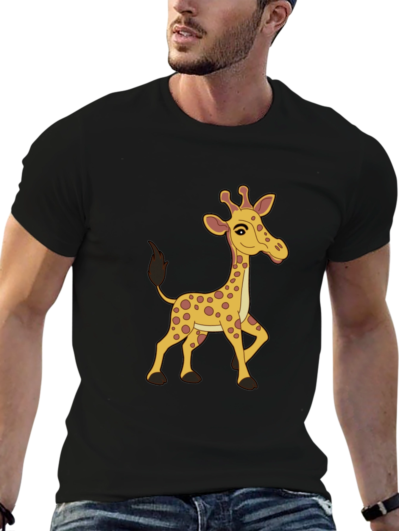 Cartoon Giraffe Graphic Tee - Fun Novelty Shirt