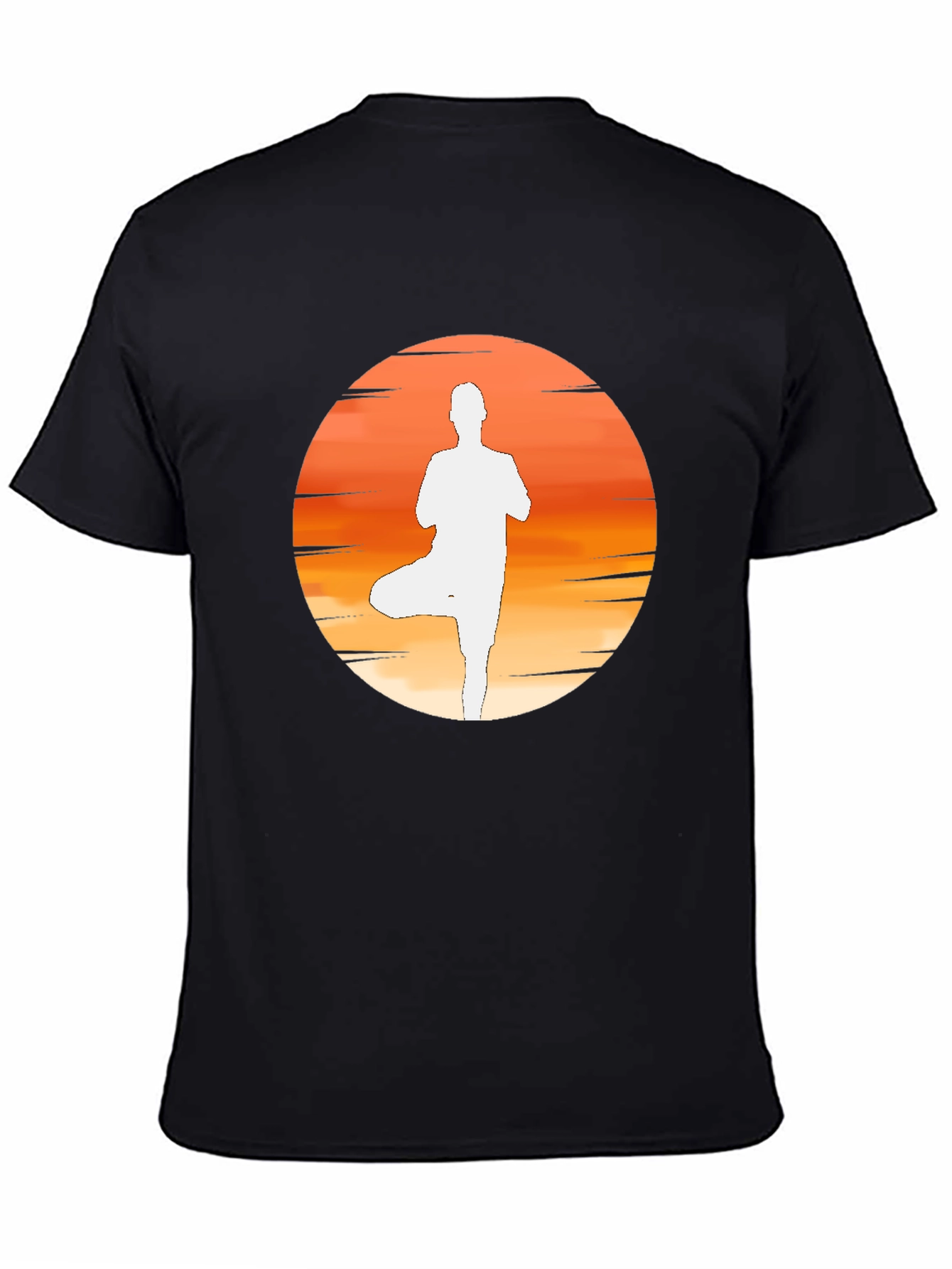 Yoga Sunset Silhouette Tee - Black Cotton Blend