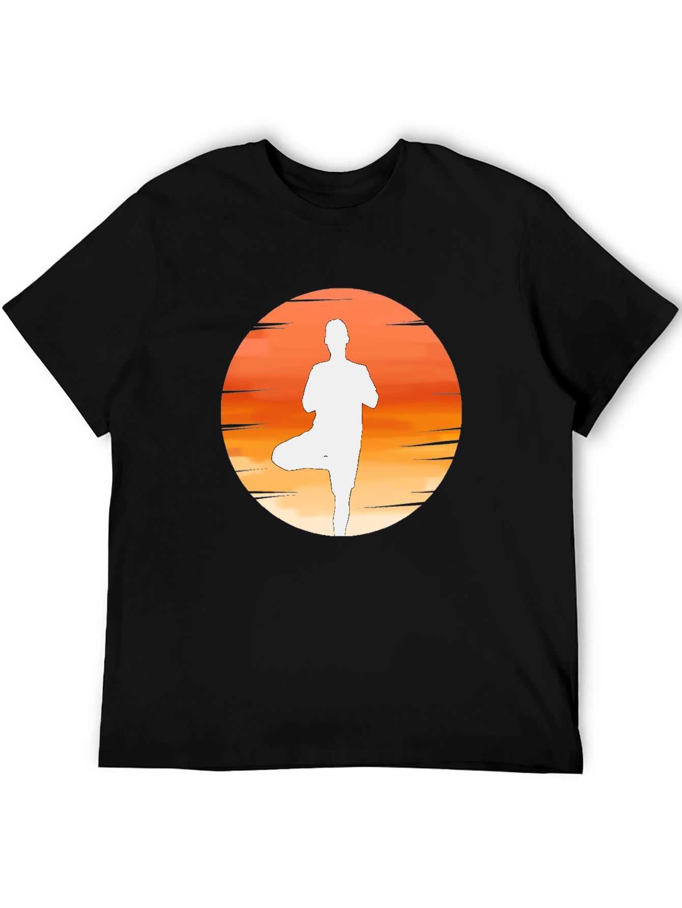 Yoga Sunset Silhouette Tee - Black Cotton Blend