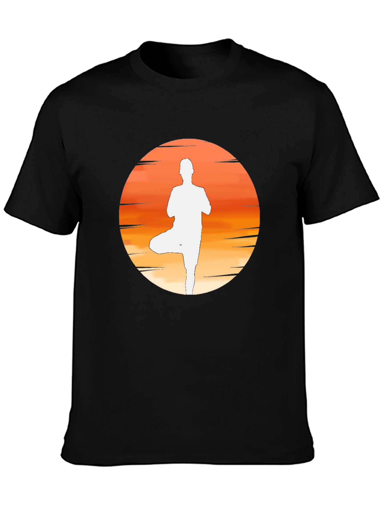 Yoga Sunset Silhouette Tee - Black Cotton Blend