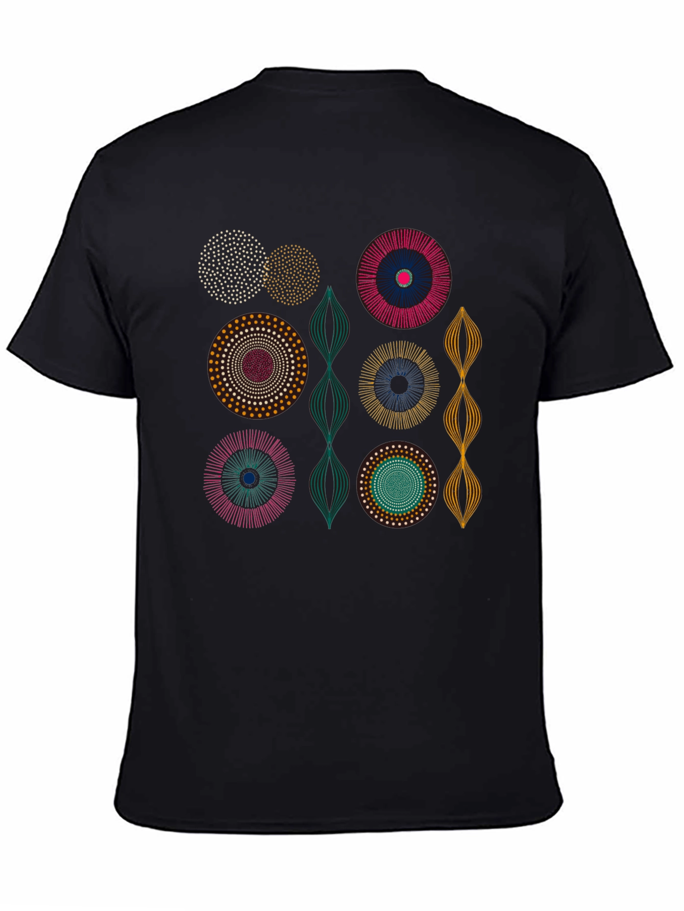 Abstract Circle Design Black T-Shirt
