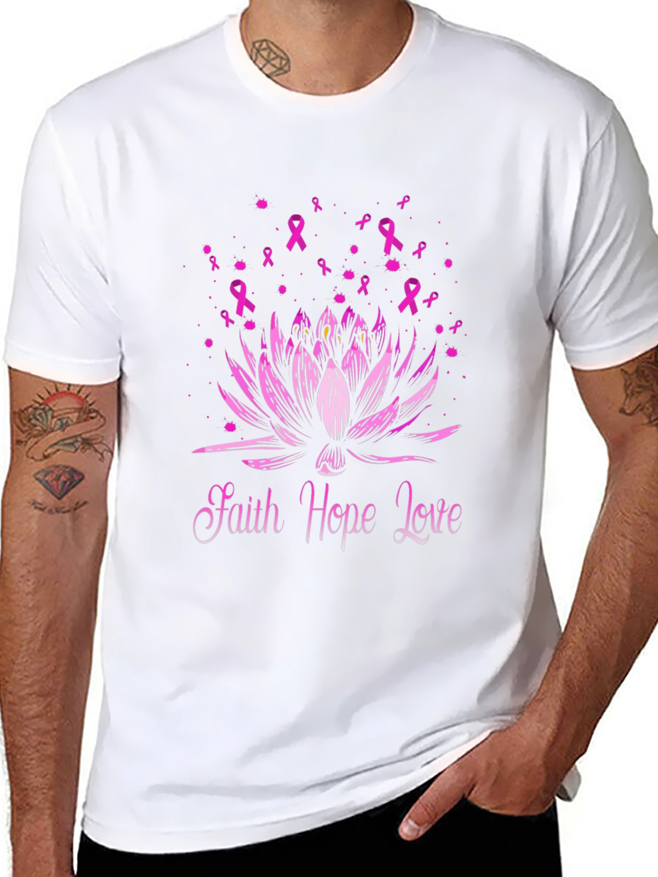 Faith Hope Love Breast Cancer Awareness T-Shirt