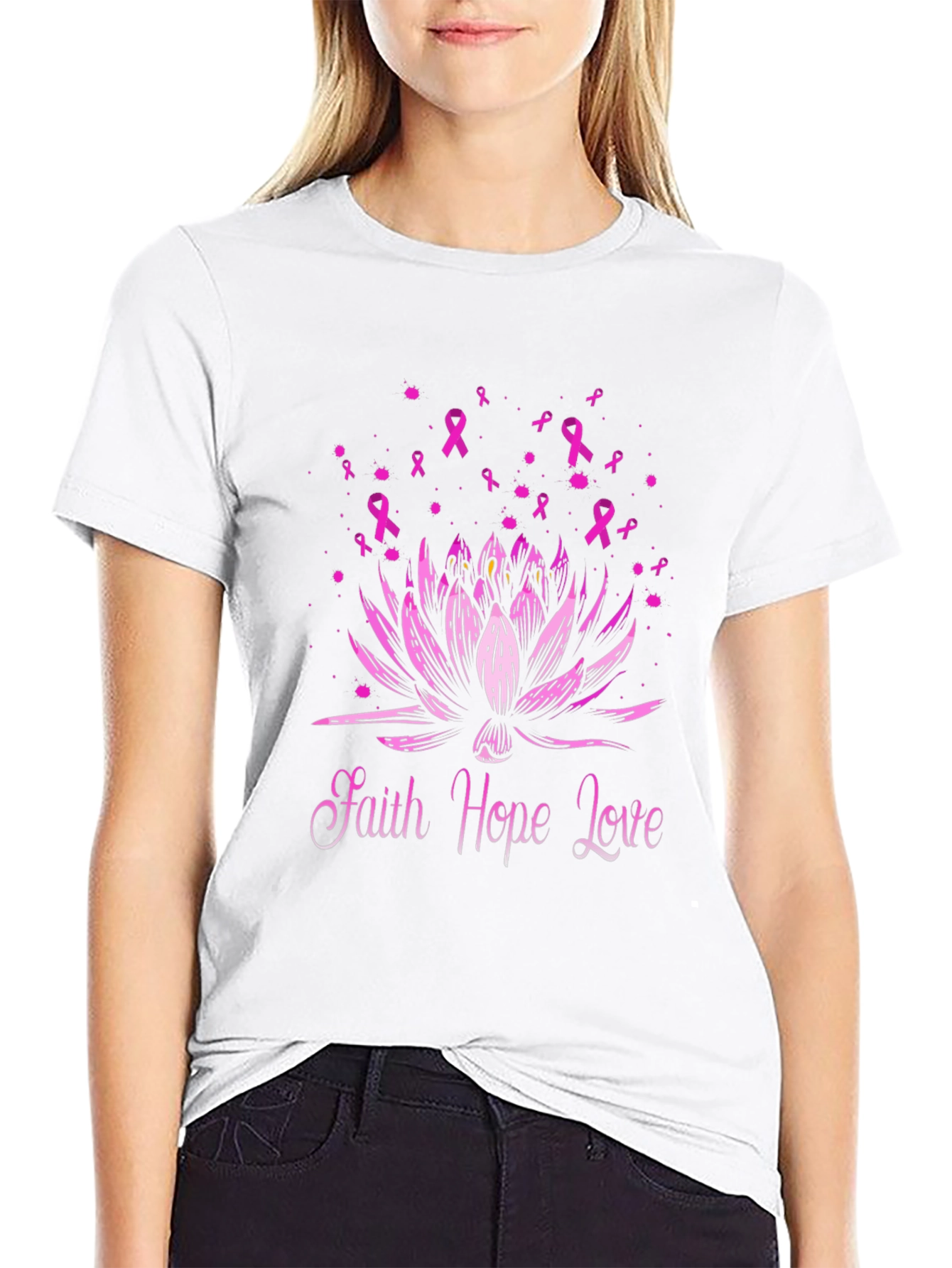 Faith Hope Love Breast Cancer Awareness T-Shirt