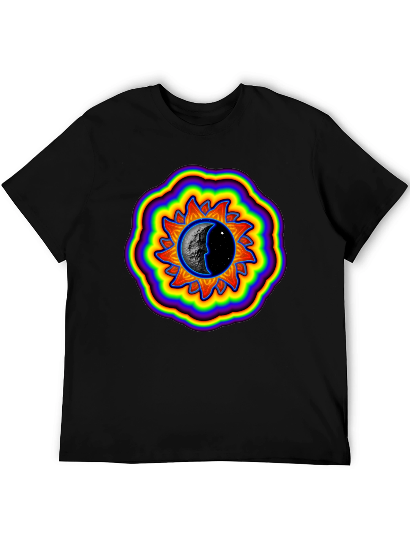 Sun and Moon Graphic Black T-Shirt