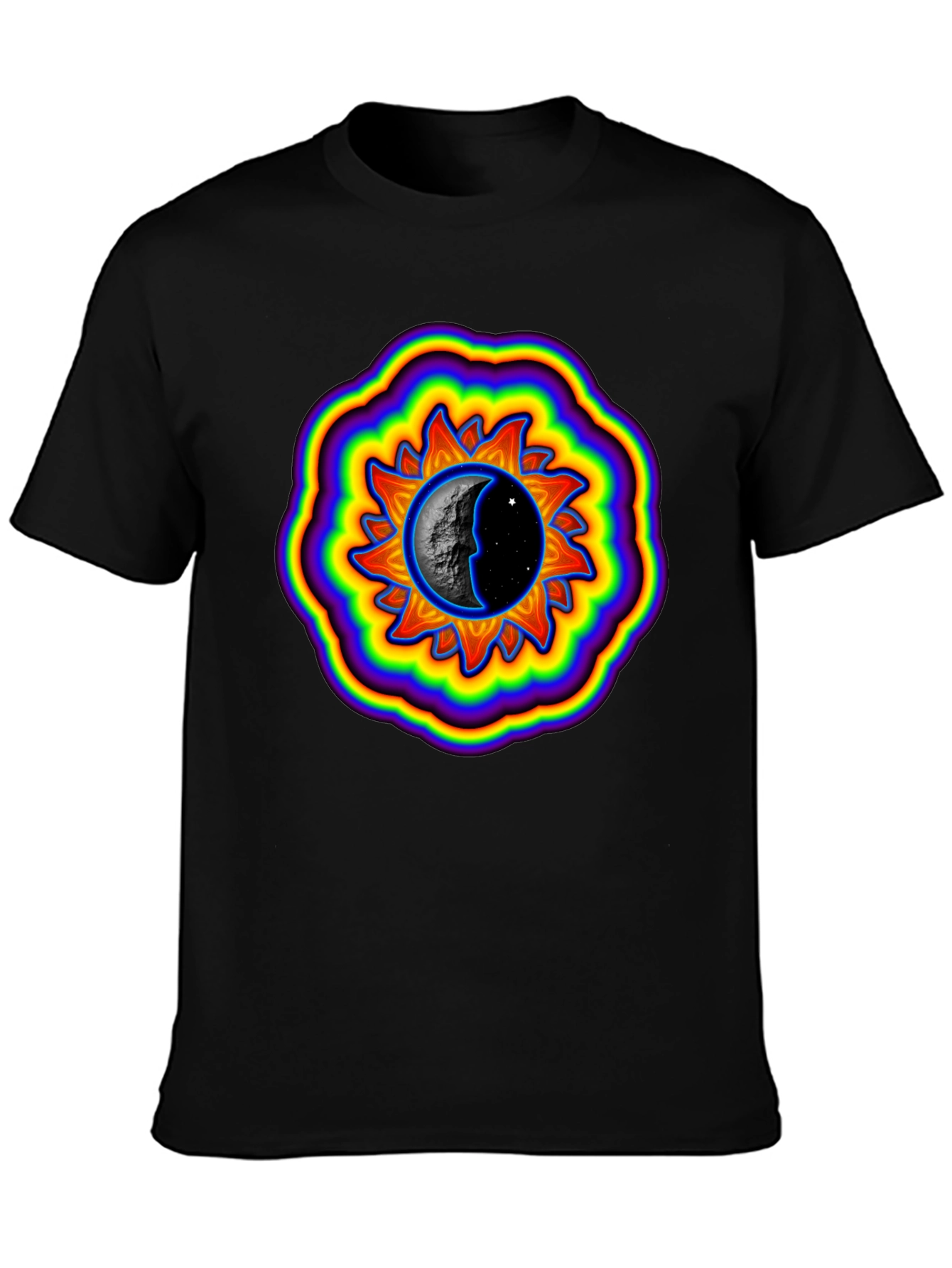Sun and Moon Graphic Black T-Shirt
