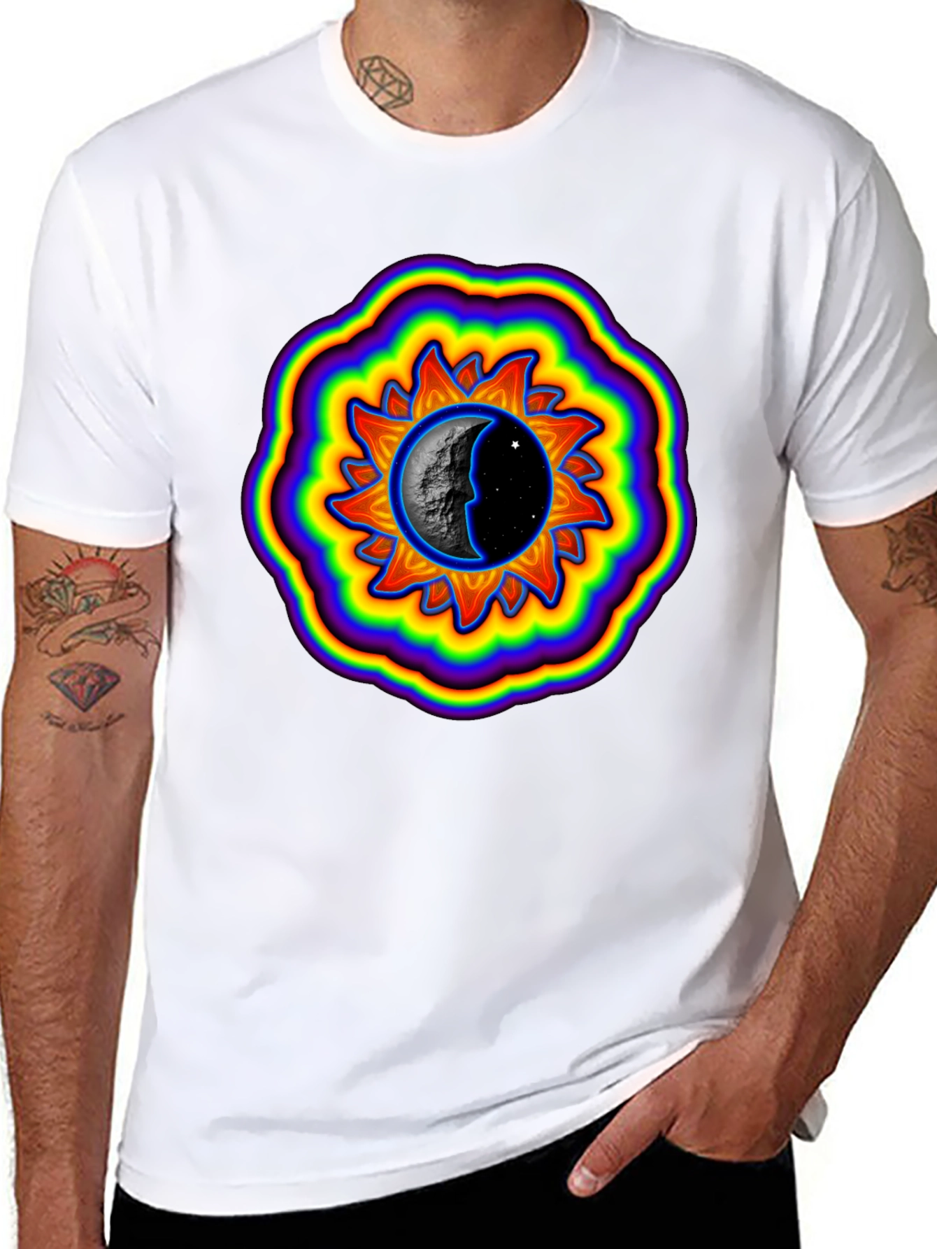 Sun and Moon Graphic Black T-Shirt