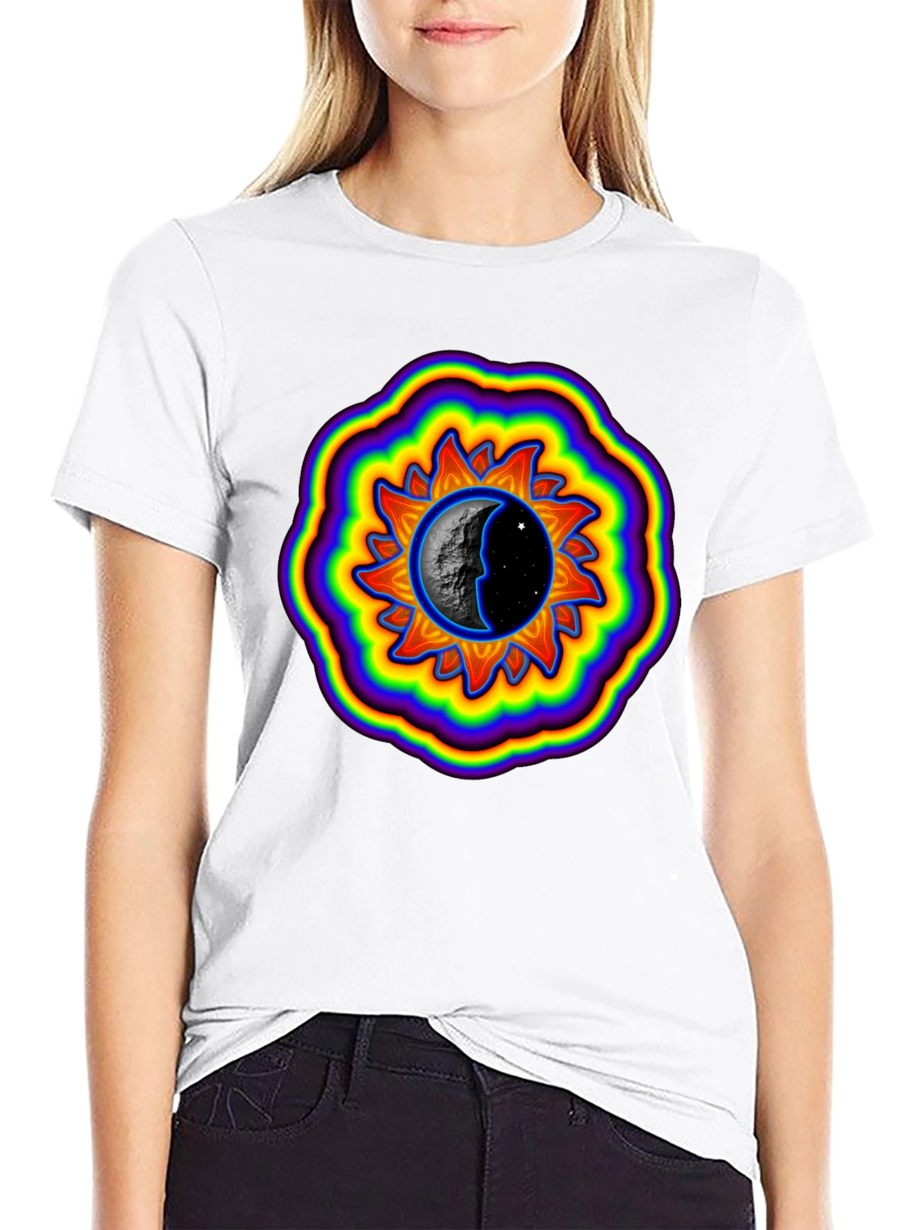Sun and Moon Graphic Black T-Shirt