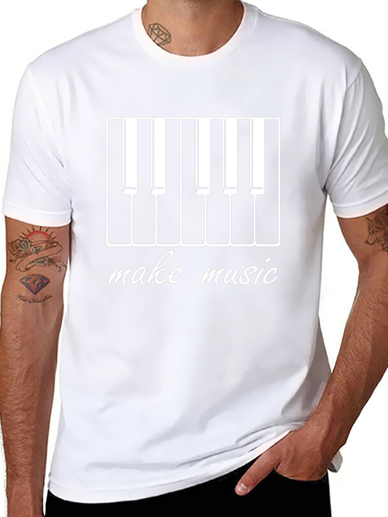 Make Music Piano Keys Graphic Tee - Black Cotton