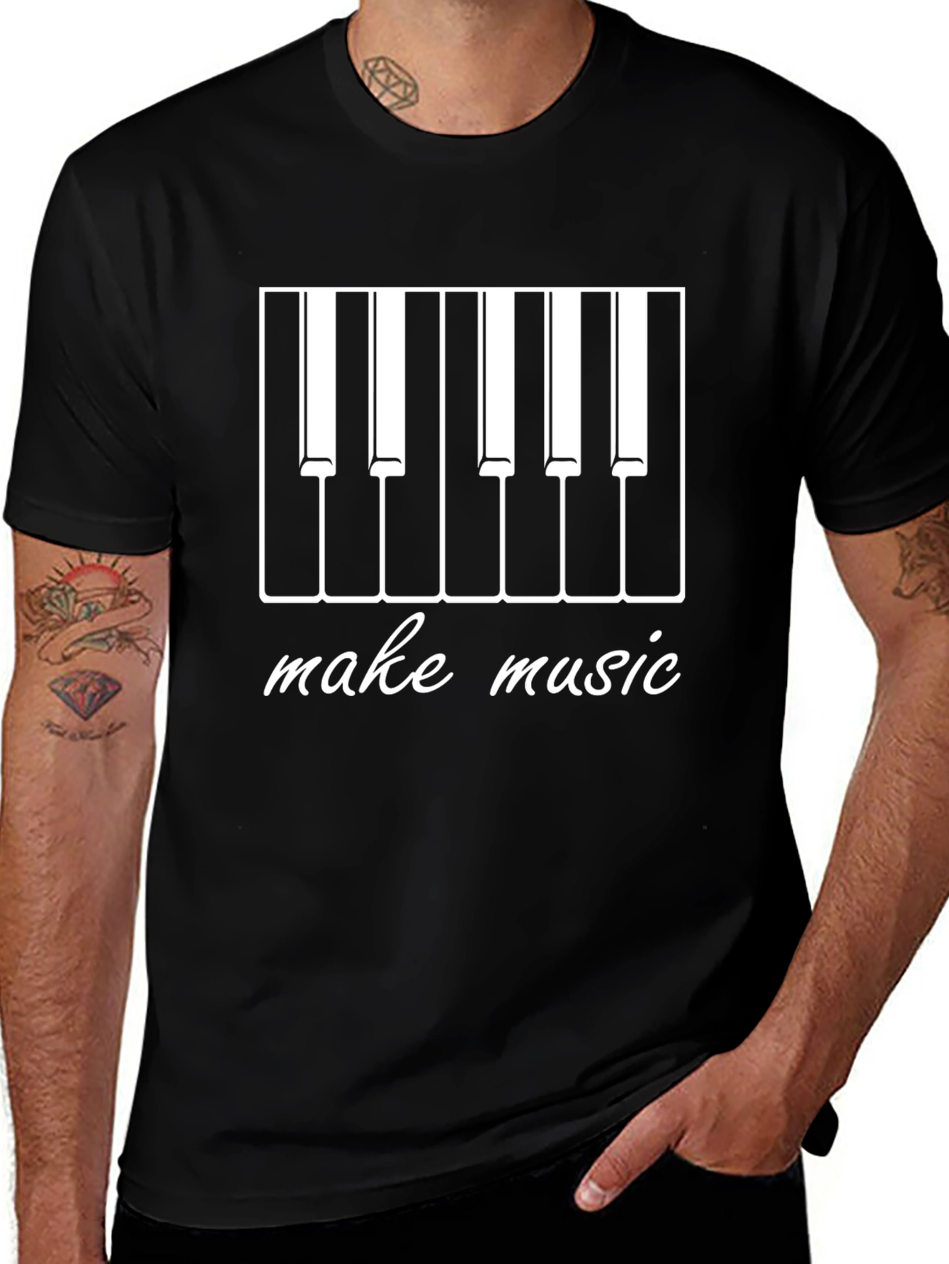 Make Music Piano Keys Graphic Tee - Black Cotton
