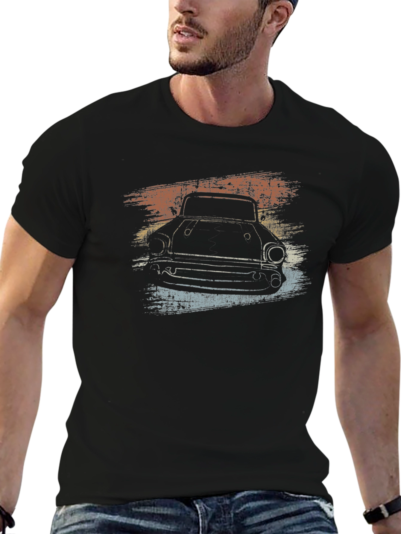 Retro Car Graphic Black T-Shirt